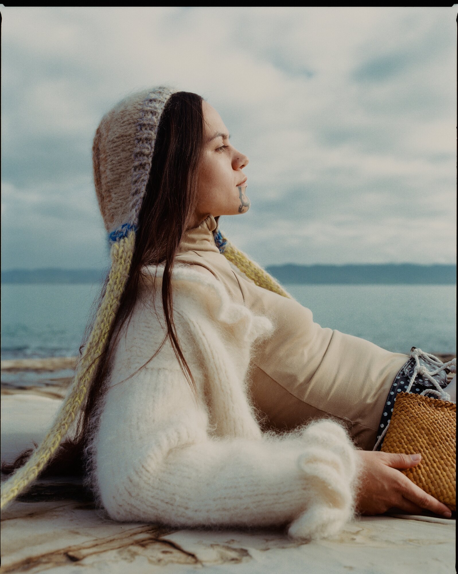 Rāhiri Mākuini wears an Amélie bonnet and bolero. Photo / Holly Sarah Burgess