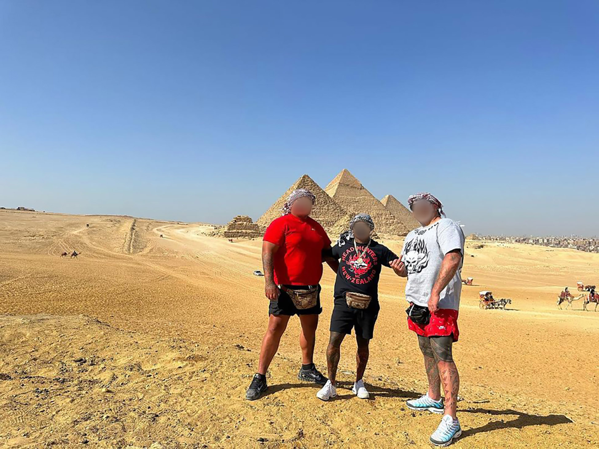Visiting the Great Pyramids of Giza in Egypt. 