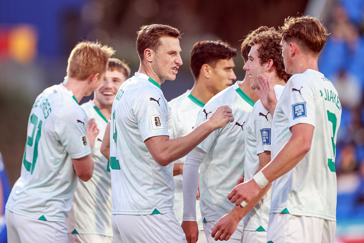 The All Whites celebrate a Chris Wood goal. Photo / Photosport