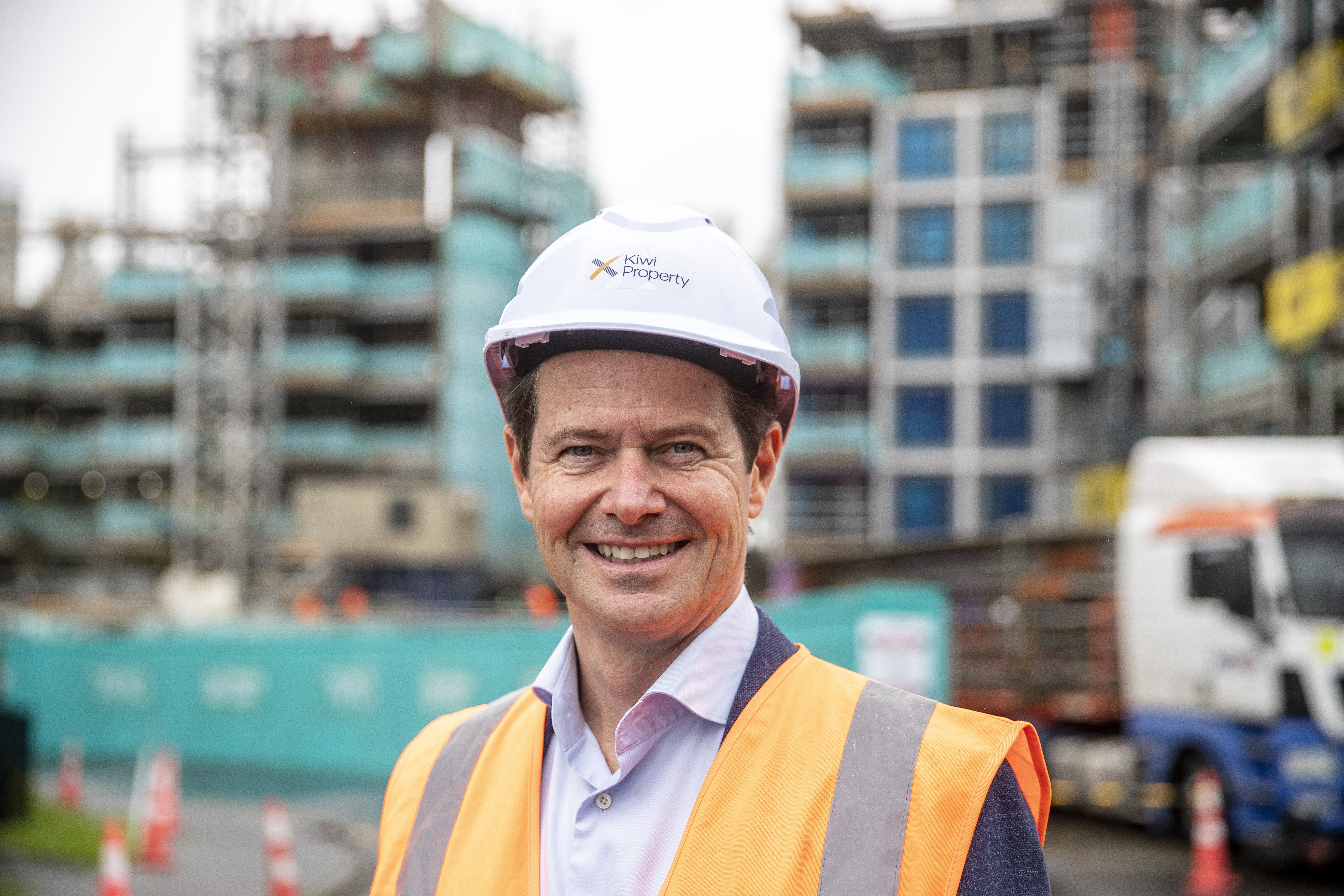 Kiwi Property Group chief executive Clive Mackenzie at the build-to-rent complex. Photo / Michael Craig