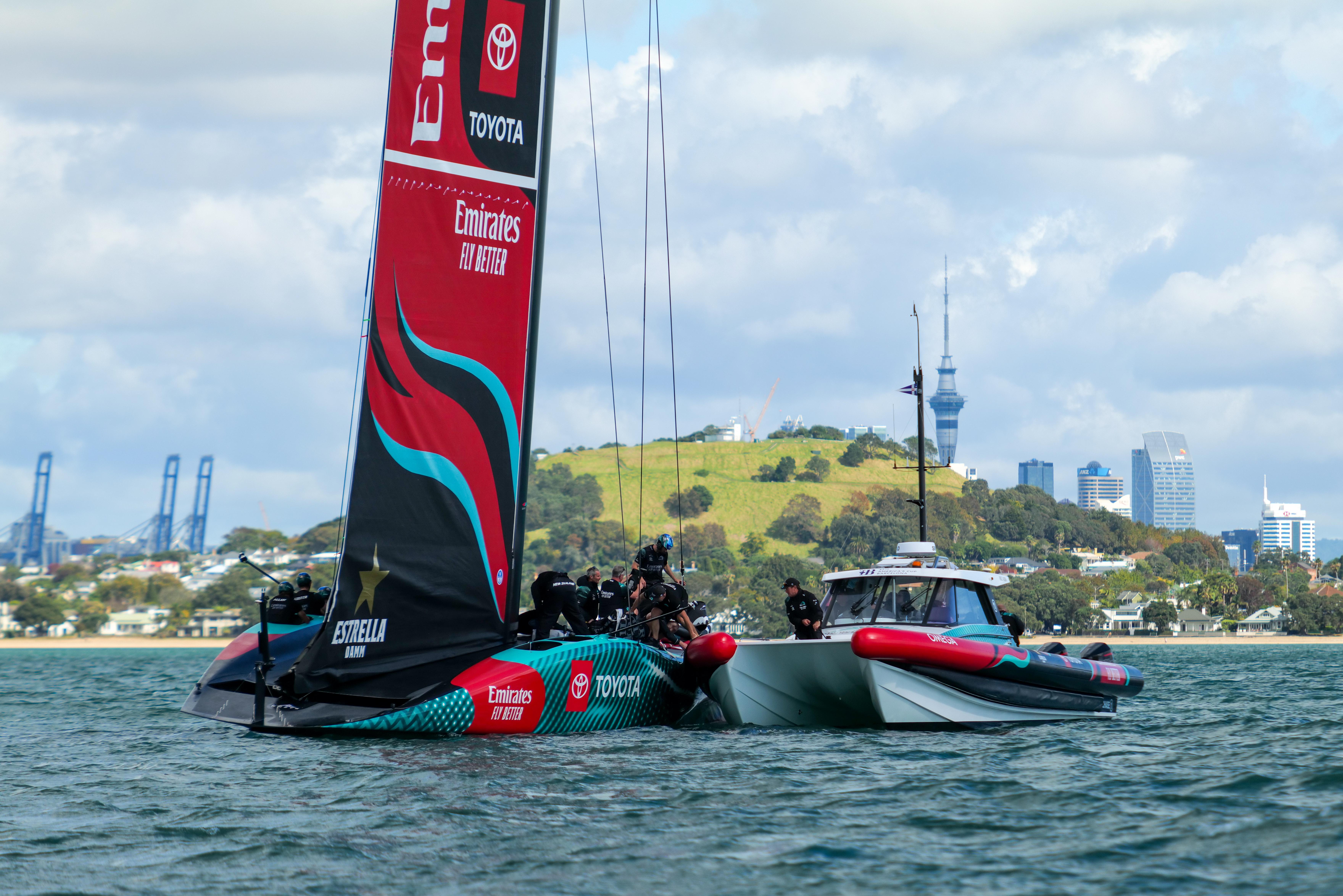 Team New Zealand have been commissioning their new AC75 Taihoro in Auckland. Photo / Sam Thom, America's Cup