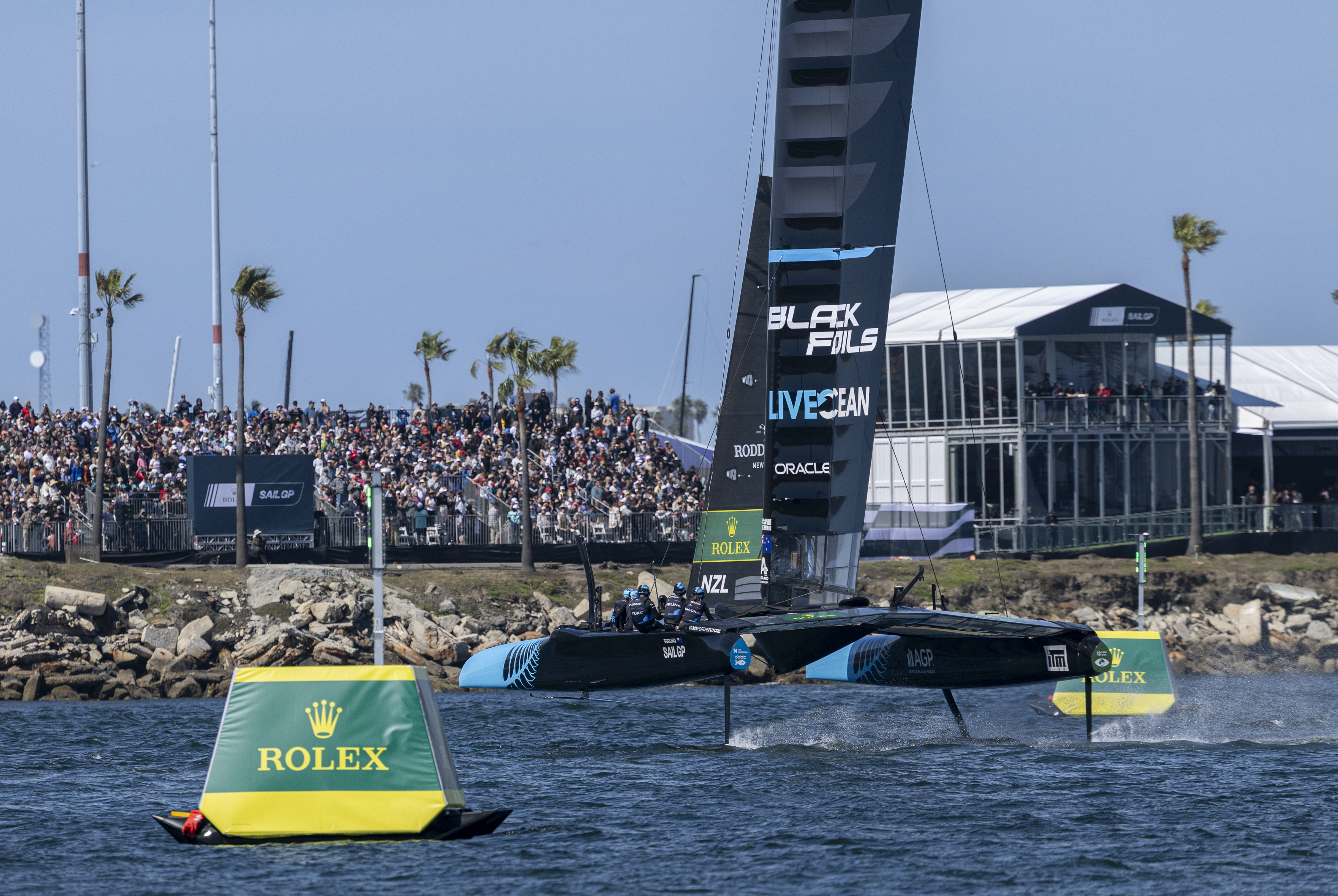 The Black Foils finished second at the SailGP event in Los Angeles. Photo / Simon Bruty, SailGP