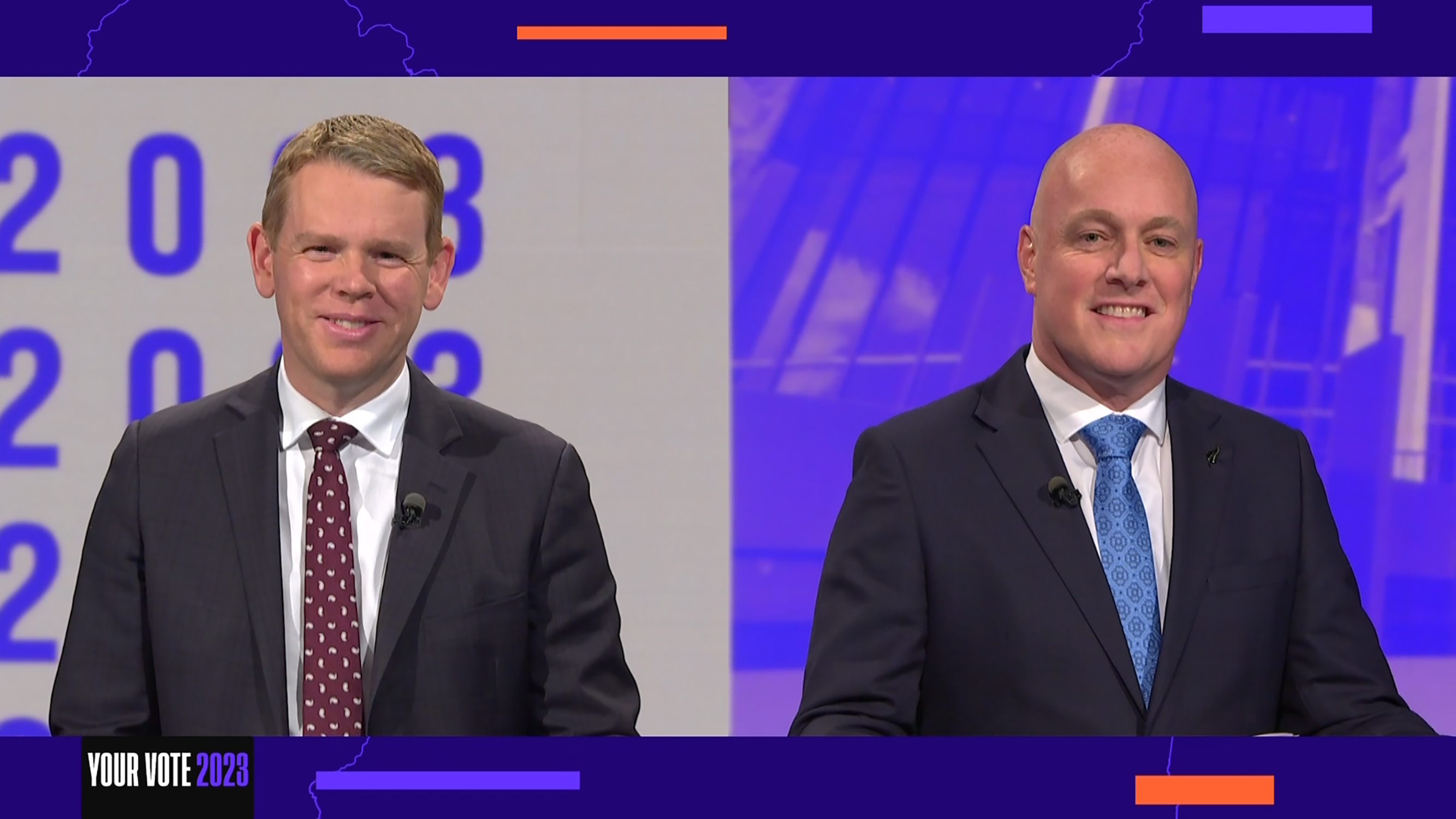 Chris Hipkins and Christopher Luxon. Photo / TVNZ