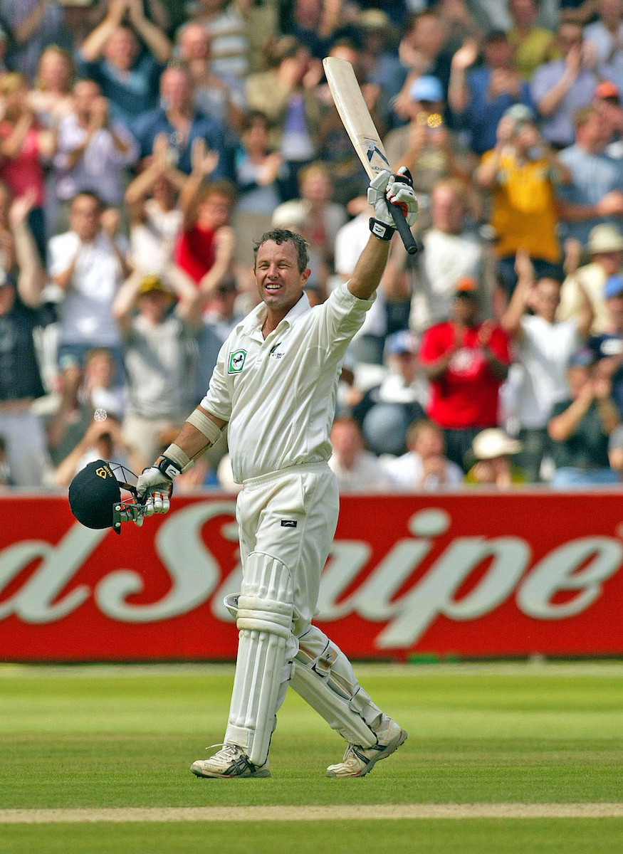 Mark Richardson celebrates his century during the 2004 test at Lord's. Photo / Photosport