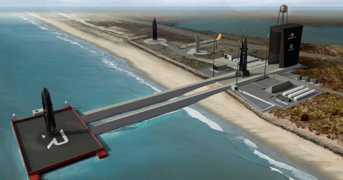 An artist's impression of the Neutron launchpad planned for Nasa's Wallops Island, Virginia facility. The first launch is scheduled for 2024. Image / Supplied