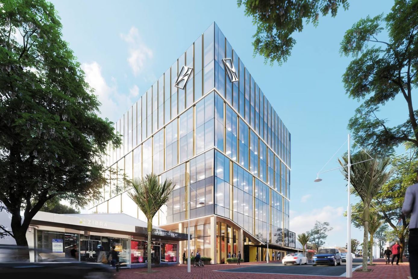 An artistic render shows what a future Tauranga City Council building will look like once it is built at 90 Devonport Rd.