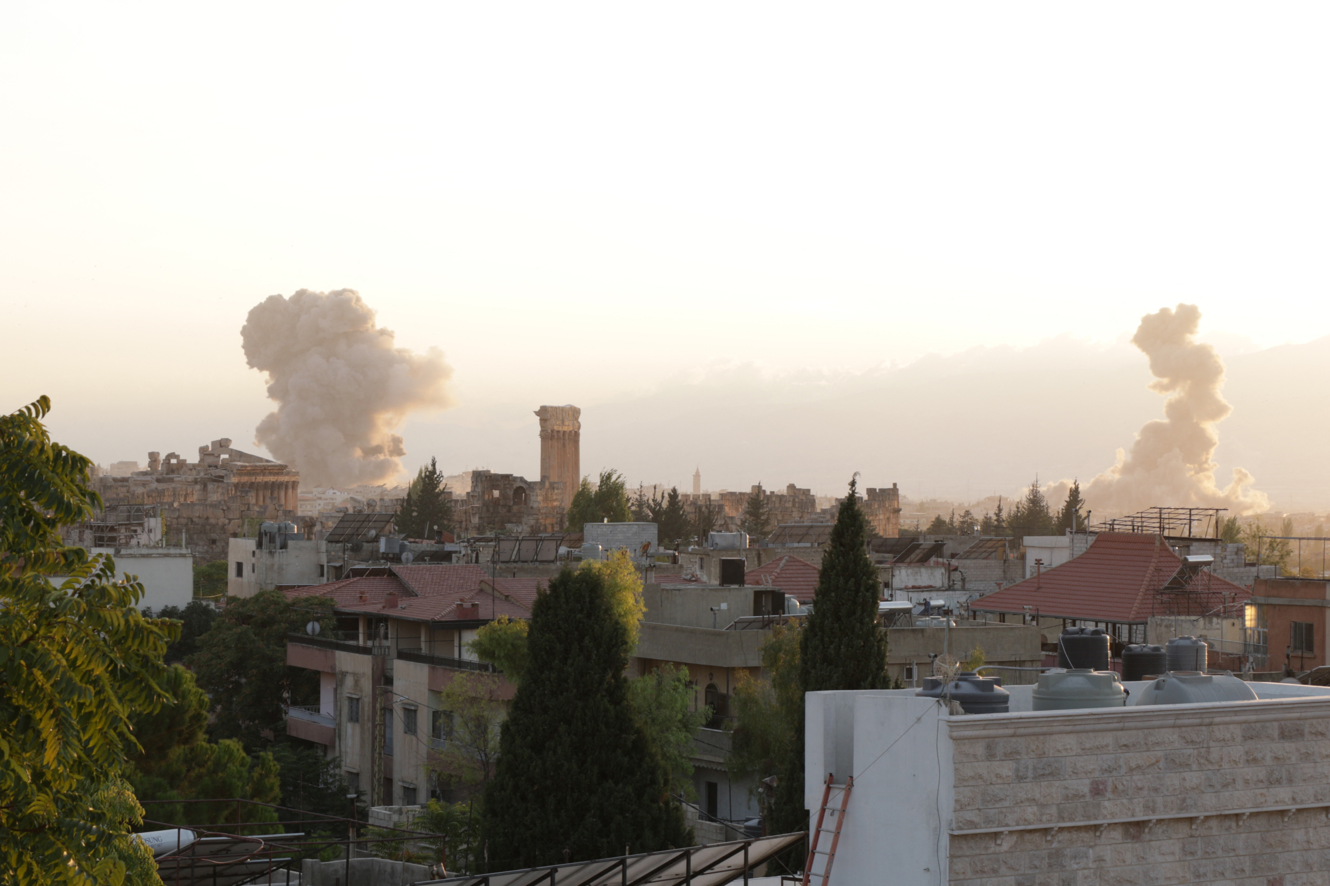 Smoke billows from the site of an Israeli airstrike on the Lebanese city of Baalbeck in the Bekaa valley on September 23. Photo / AFP