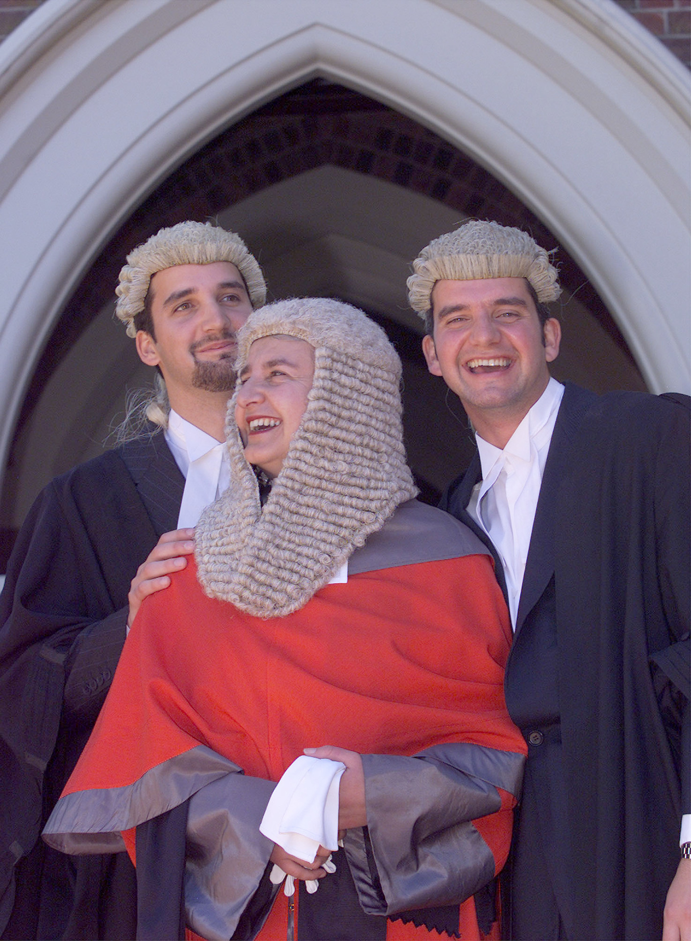 Ned Fletcher, right, with his mother, former Chief Justice Dame Sian Elias, and brother Ben, in 2001 when Elias presided over his ceremonial admission to the bar in Auckland. Photo / Martin Sykes