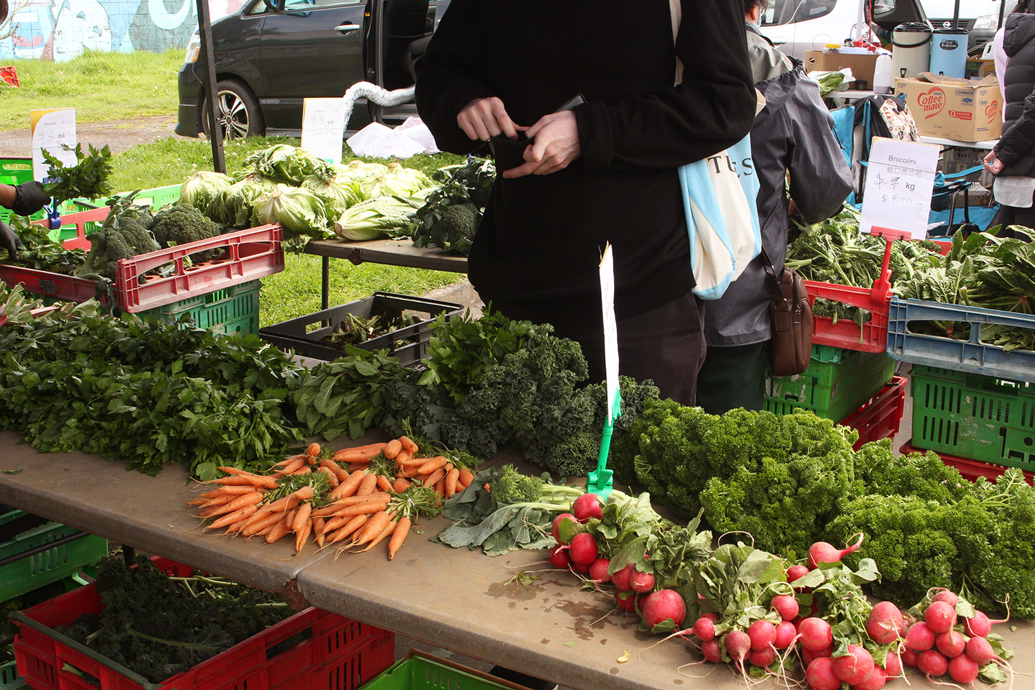 A vegetable stall at Avondale's iconic Sunday market. Photo / Madeleine Crutchley