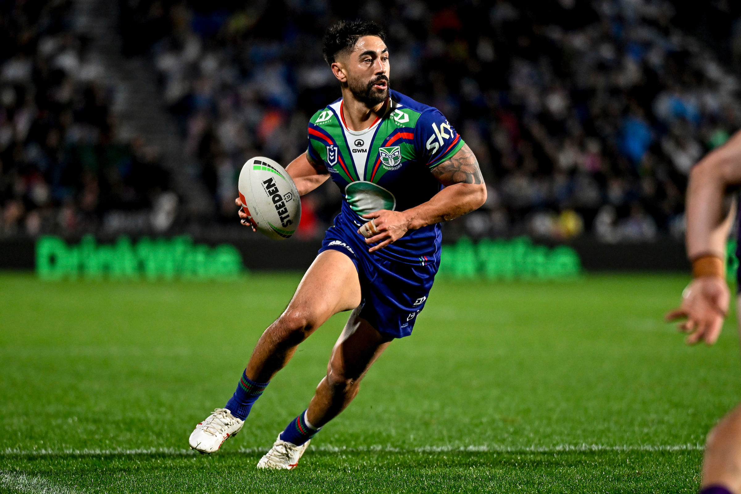 Shaun Johnson makes a run for the Warriors, in 2024. Photo / Photosport
