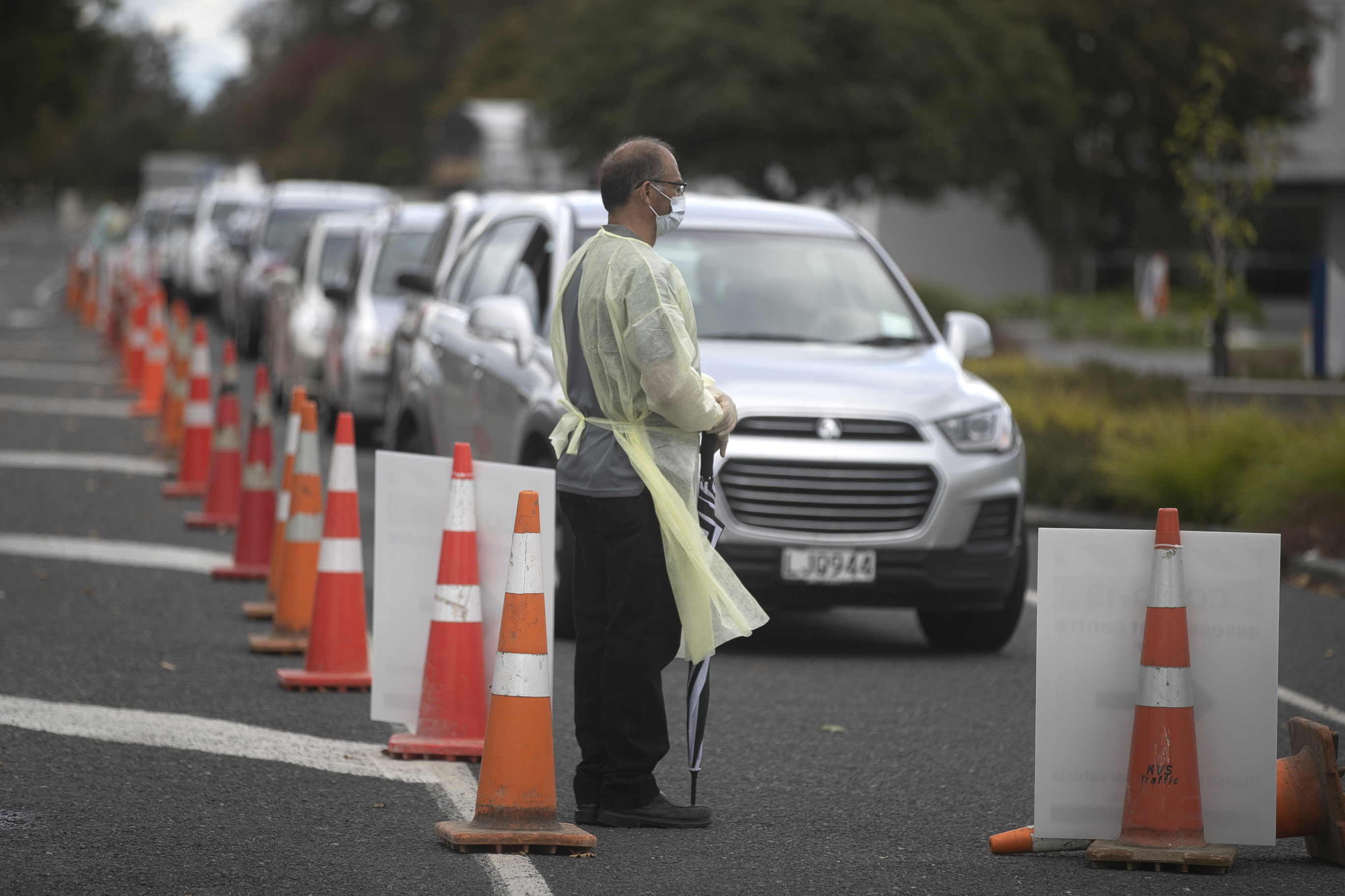 A drive through Covid-19 testing centre set-up in the Waikato township of Matamata. Photo / Alan Gibson