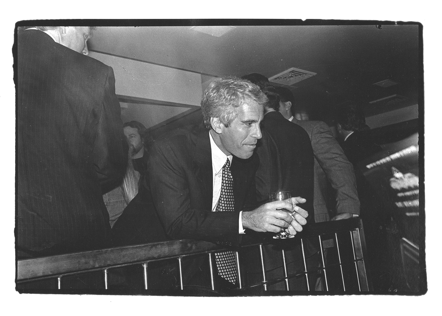Jeffrey Epstein at the opening of the Harley Davidson Cafe in October 1993. Donald Trump is at left. Photo / Dafydd Jones via The New York Times