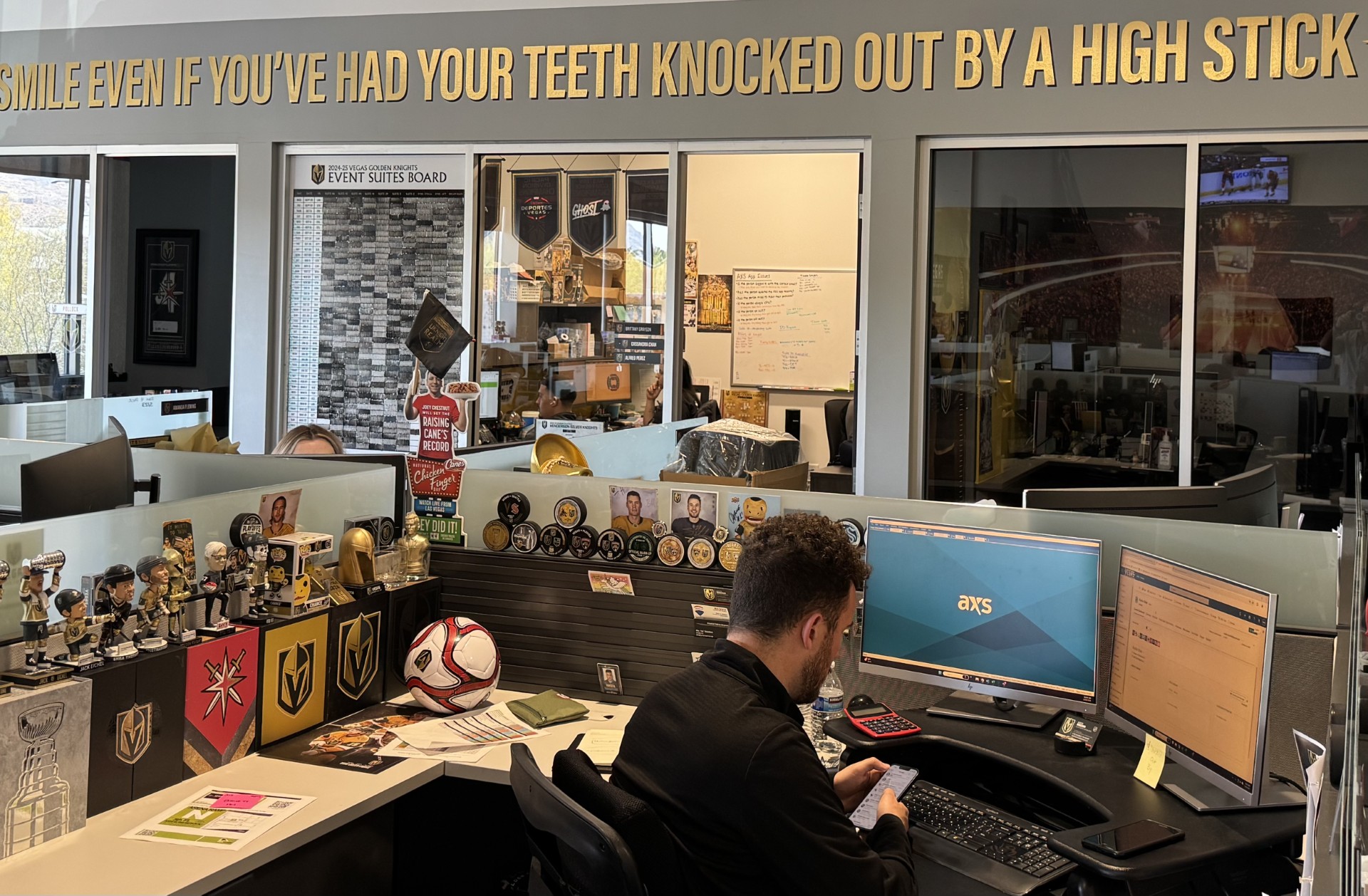 The Las Vegas Golden Knights head office is adorned with motivational messaging. Photo / Dean McLachlan