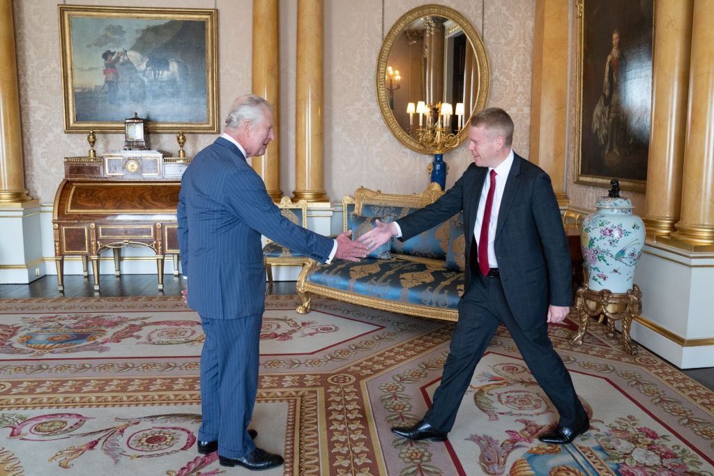 Prime Minister Chris Hipkins meets King Charles in the UK. Photo / Getty Images