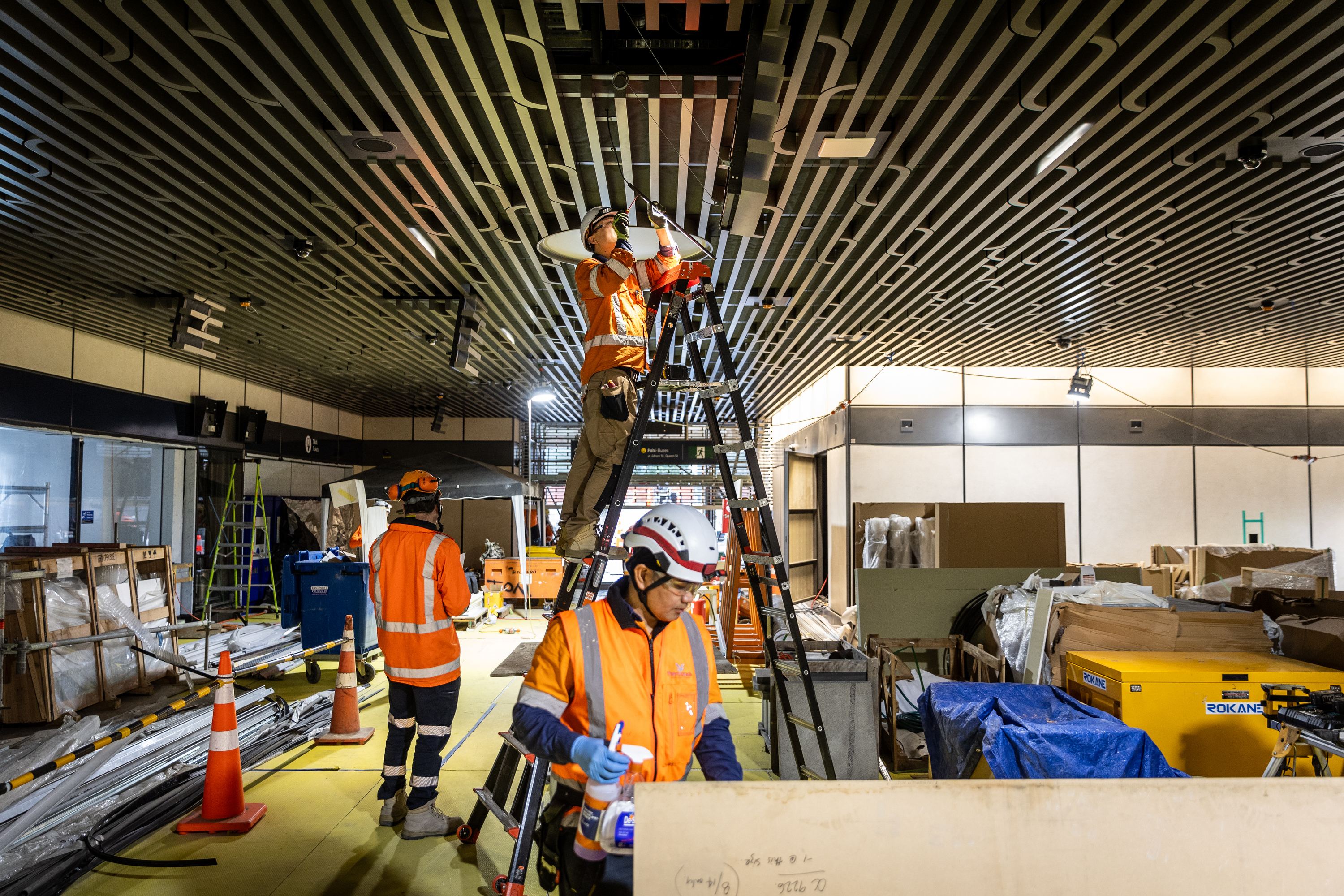 Ceiling work within the station. CRL is due to open to the public next year. Photo / Michael Craig