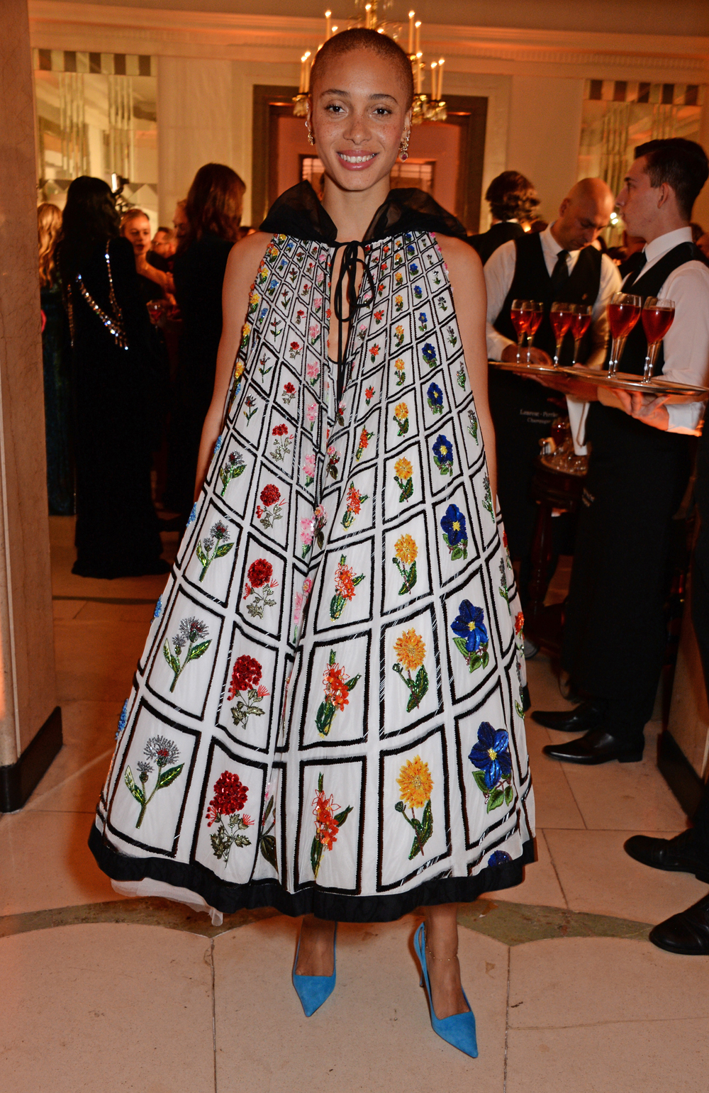 Adwoah Aboah wearing a Mary Katrantzou spring 2019 dress to the Harper's Bazaar Women Of The Year Awards 2018. Photo / Getty Images