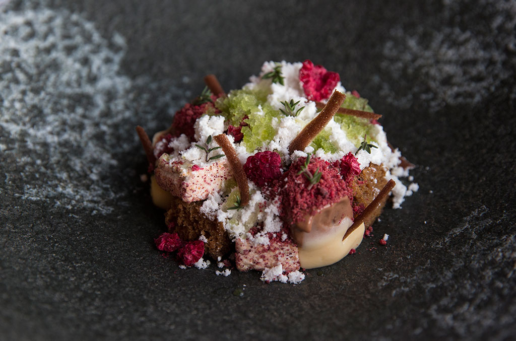 A brown sugar, marsala, dill and apple dish from the nine-course degustation at Sidart. Picture / Guy Coombes.