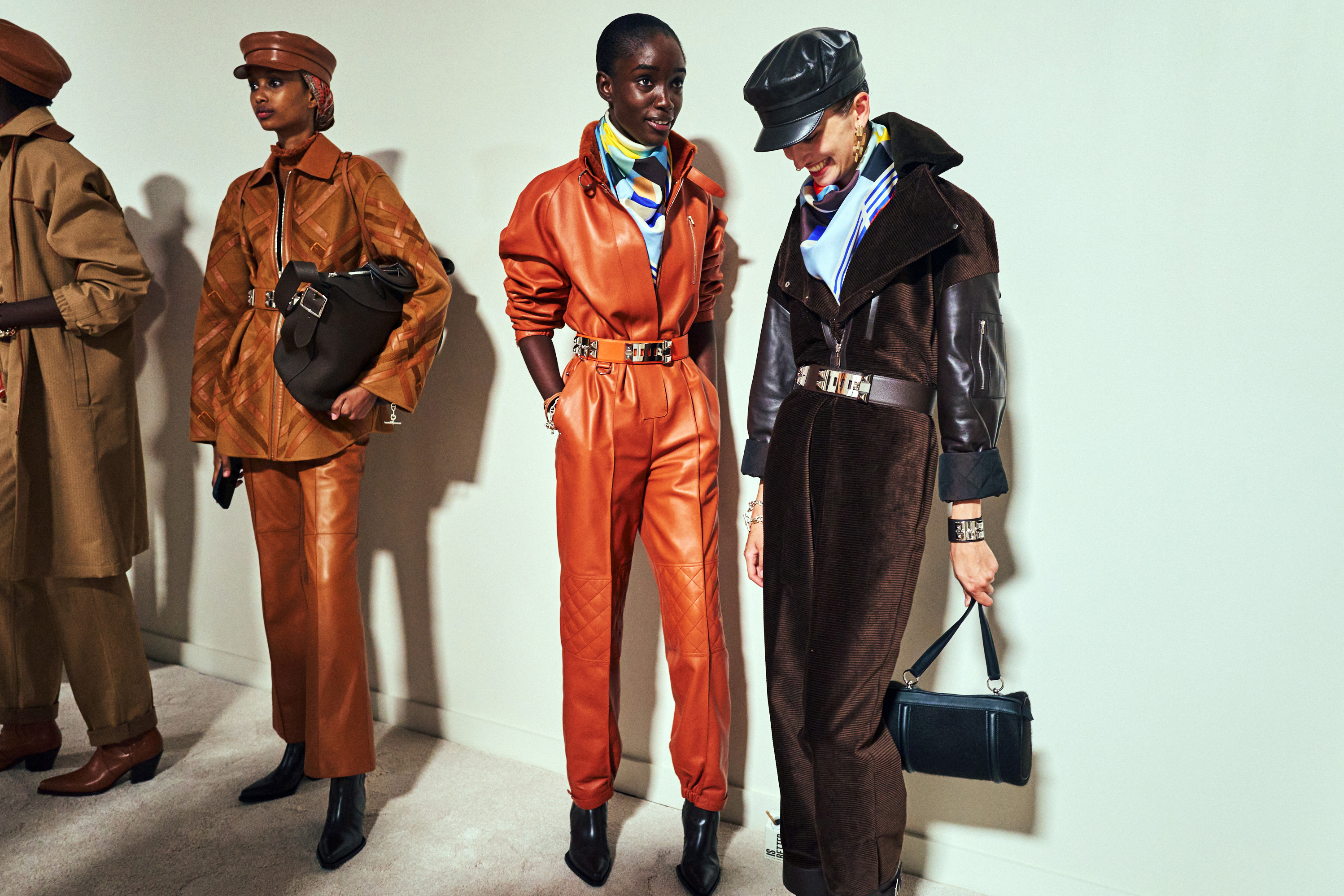 Models backstage at a Hermes runway show in New York this month, its first new collection show held outside of France. Photo / Simbarashe Cha, The New York Times