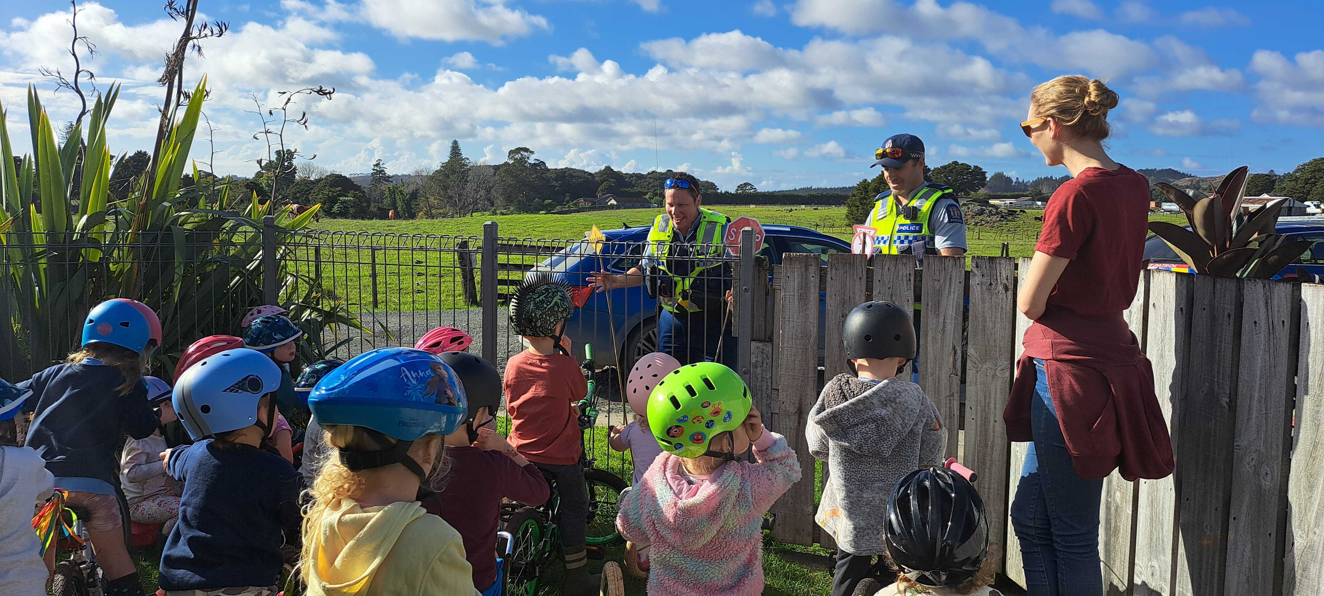 Children at Open Spaces Preschool waiting patiently to get started on their wheels. Photo / Brodie Stone