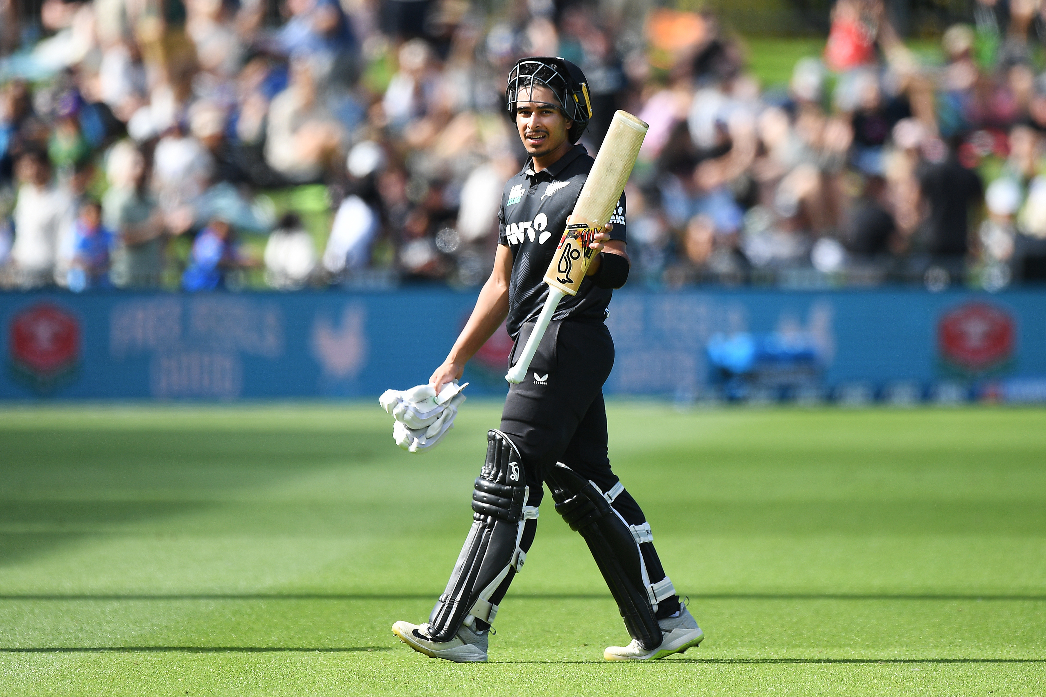 Muhammad Abbas walks off after an impressive debut knock. Photo / Photosport