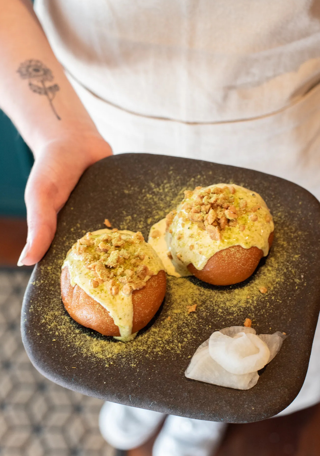Doughnuts with a yellow curry sauce. Photo / Luke Owen Smith