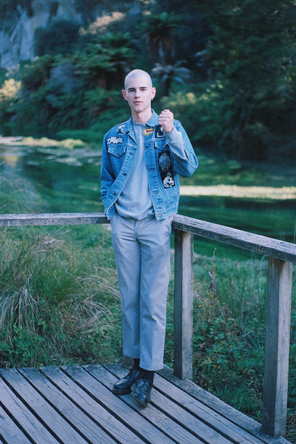 Wearing thrifted clothing in Putaruru. Photo / Supplied