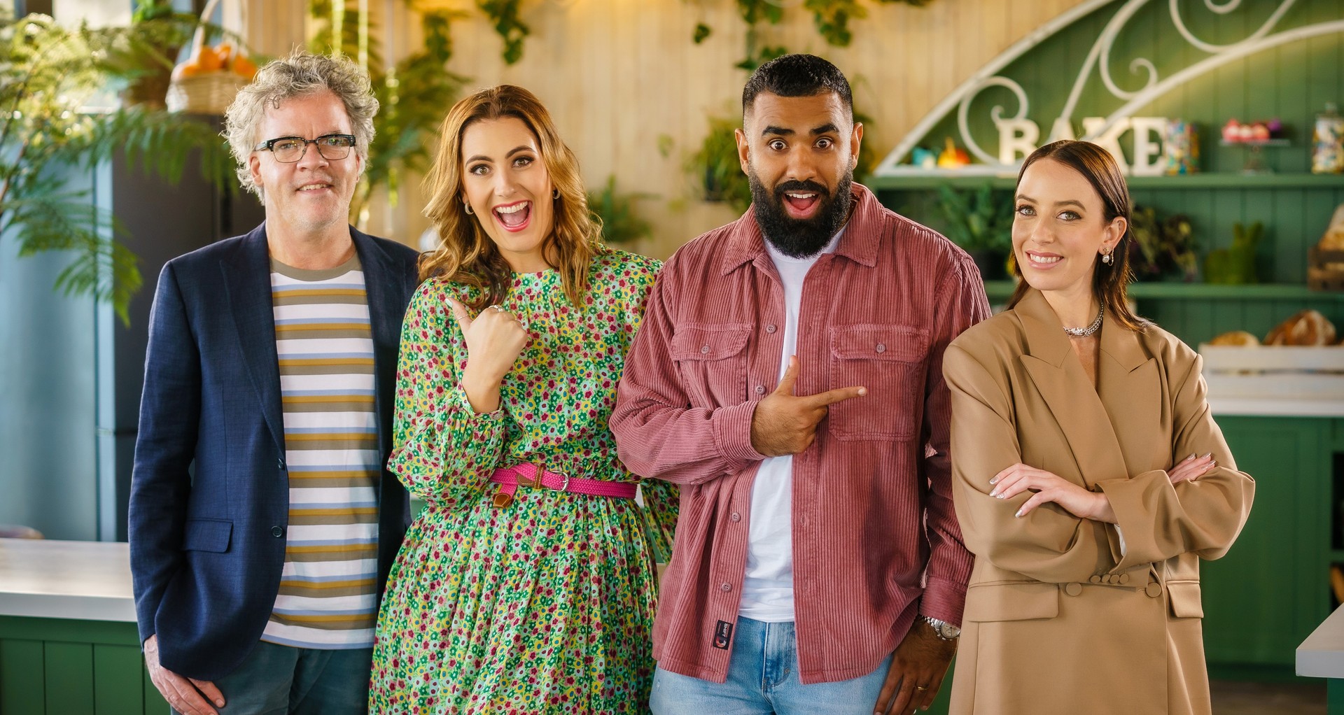 The Great Kiwi Bake Off team: (L-R) Peter Gordon, Hayley Sproull, Pax Assadi and Jordan Rondel.