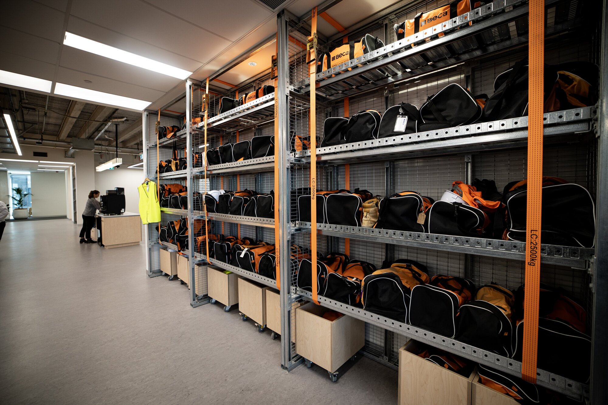 Site safety gear storage. Photo / Dean Purcell