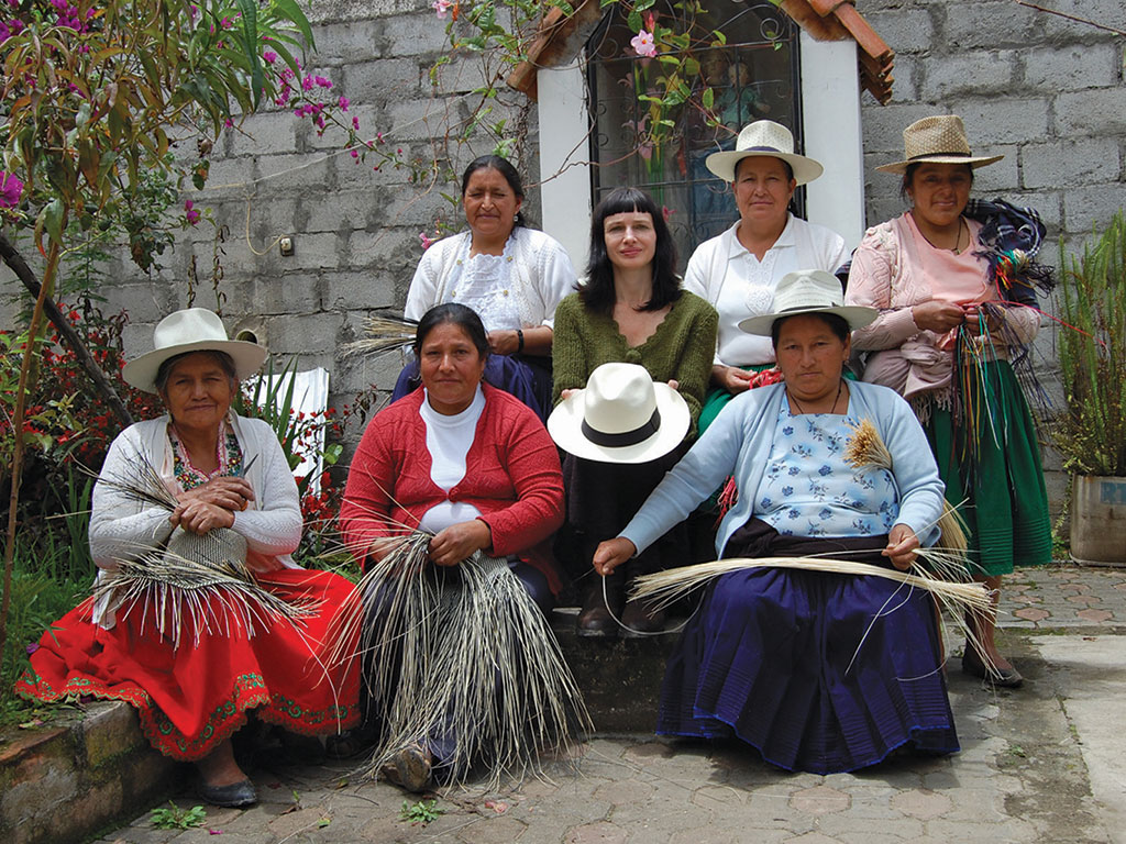 Carry Somers with Panama hat makers.  Picture / Supplied.