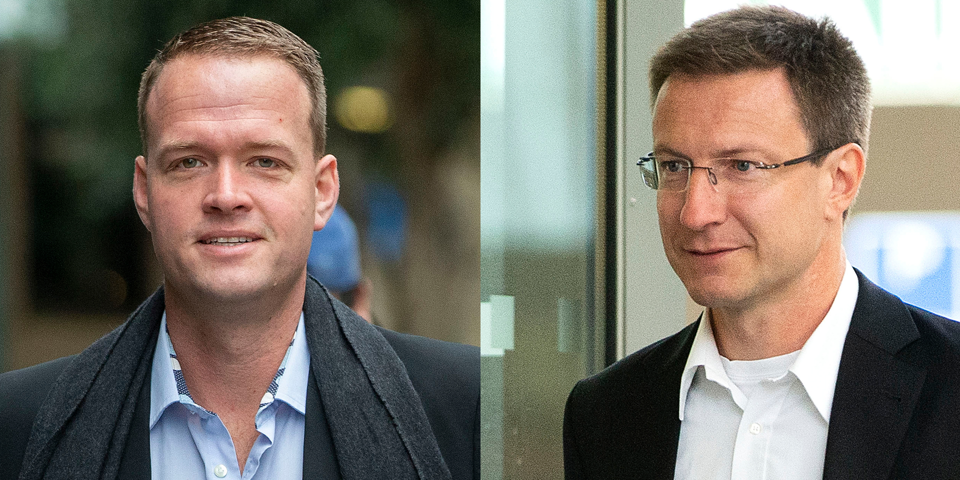 Bram van der Kolk (left) and Mathias Ortmann (right) at the Supreme Court in 2019. Photo / Getty Images
