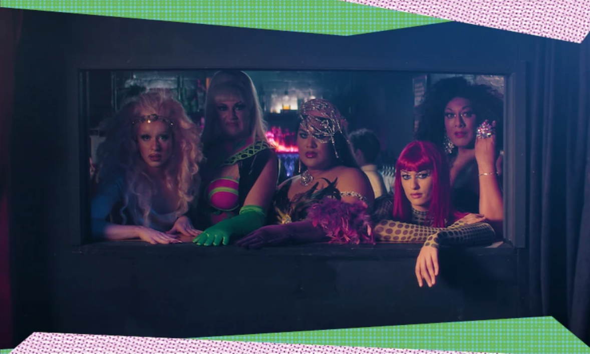 From left to right: Murdoch Keane, Spankie Jackzon, Petmal Petelo, Awa Puna and Amanduh la Whore. Photo / TVNZ+ and The Spinoff