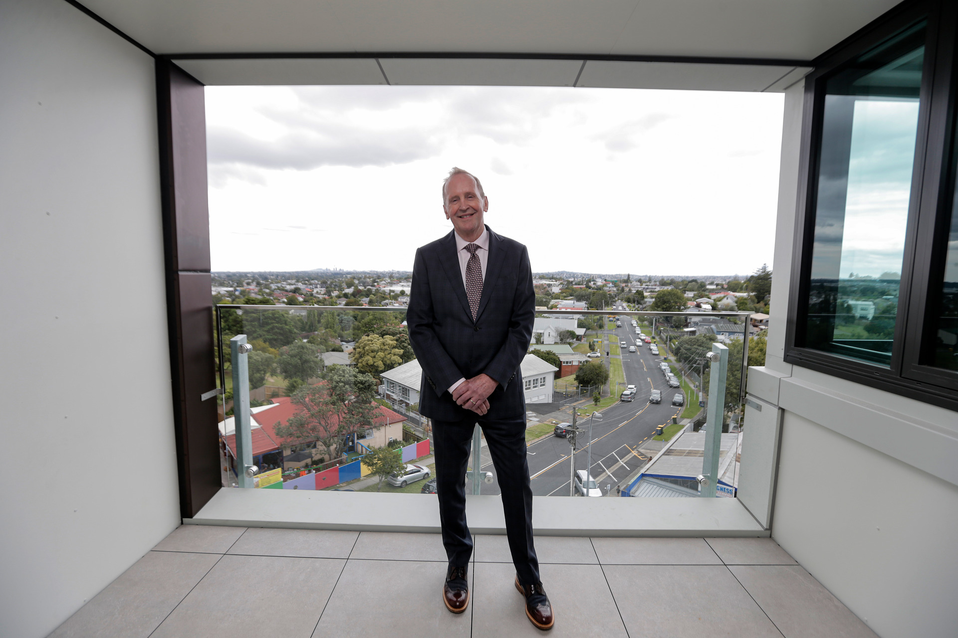 Manson at Glen Eden's new Westlight apartments which his foundation built. Photo / Alex Burton