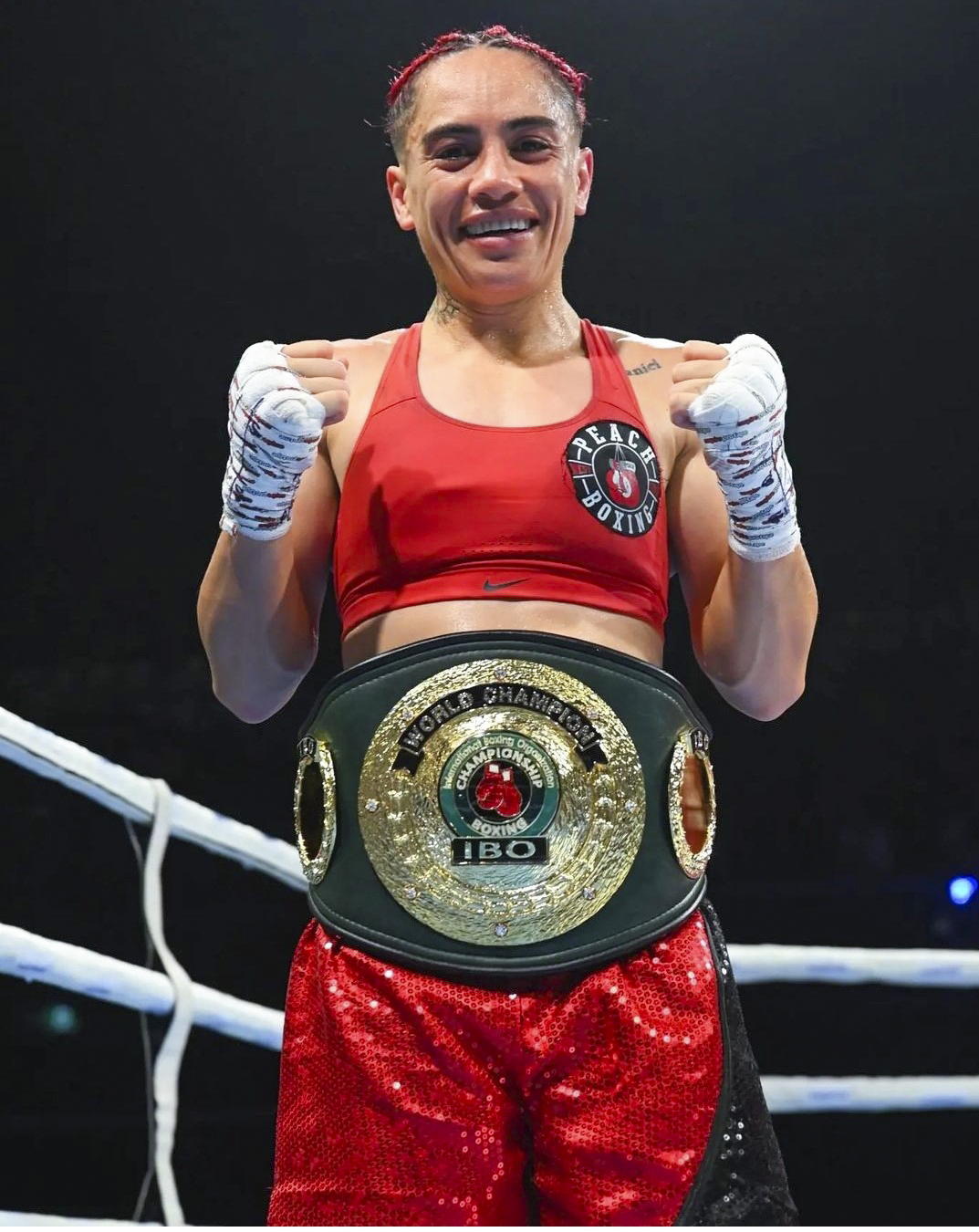 Motu is the newly crowned IBO world super bantamweight champion. Photo / Woman's Weekly