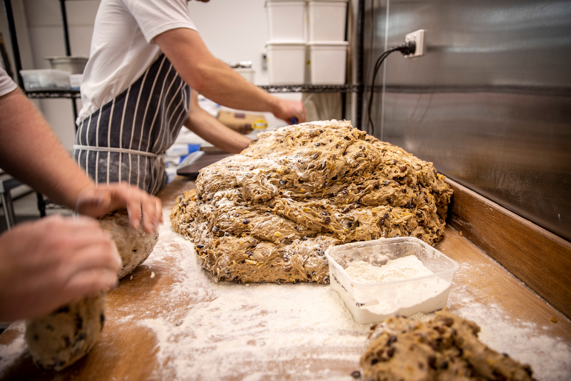 Up to 64 loaves of stollen are baked every three days by Patrick Welzenbach, Daily Bread co-owner. Photo/Michael Craig