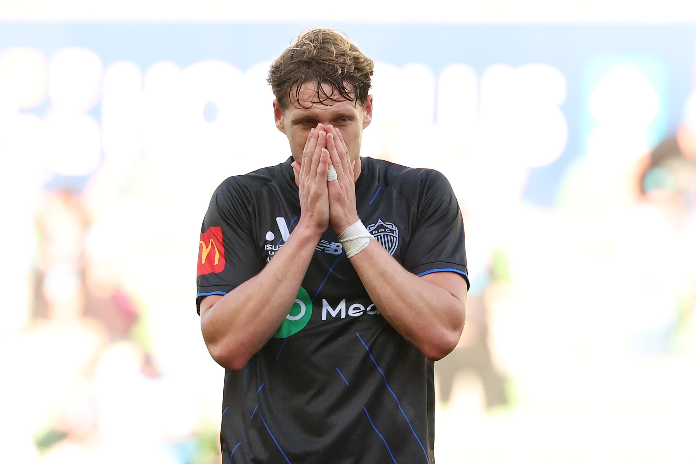 Nando Pijnaker reacts after scoring an own goal in Auckland FC's 2-2 draw with Melbourne City. Photo / Photosport