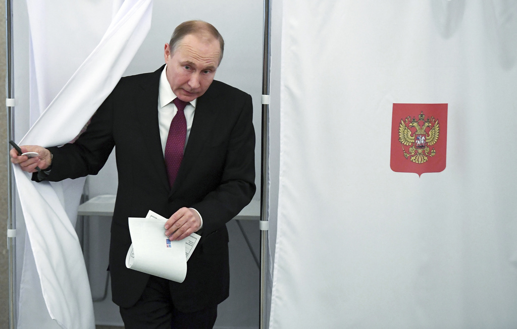 Russian President Vladimir Putin, 71, is listed as an independent candidate and is seeking a fifth term in office. Photo / AP