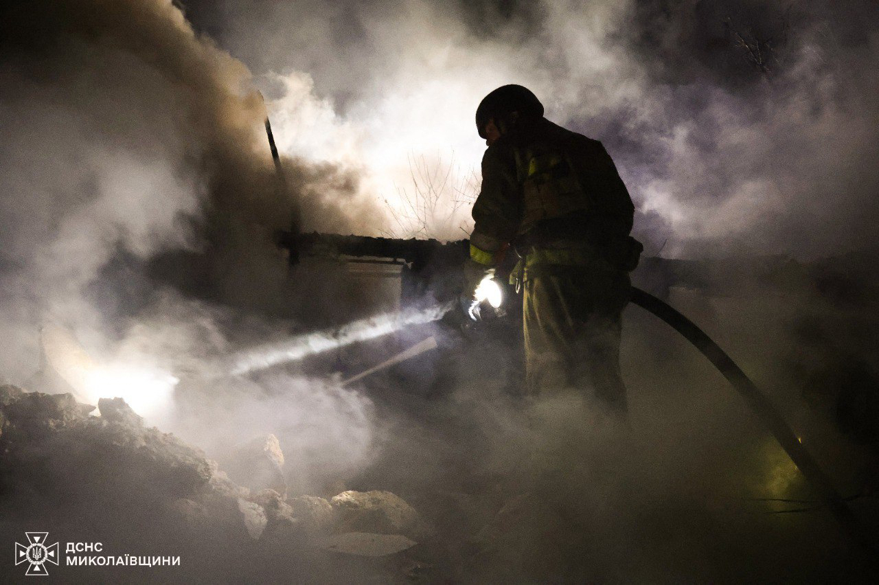 A rescuer works at the site of a Russian night strike in Mykolaiv, amid the Russian invasion of Ukraine. Photo / Ukrainian Emergency Service