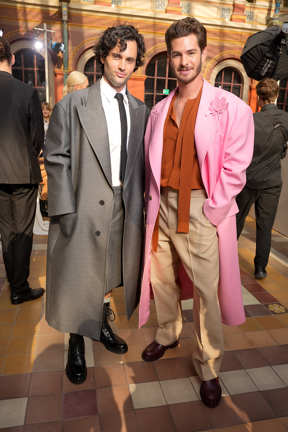 Penn Badgley and Andrew Garfield at Valentino's ready-to-wear show in Paris. Photo / Getty Images