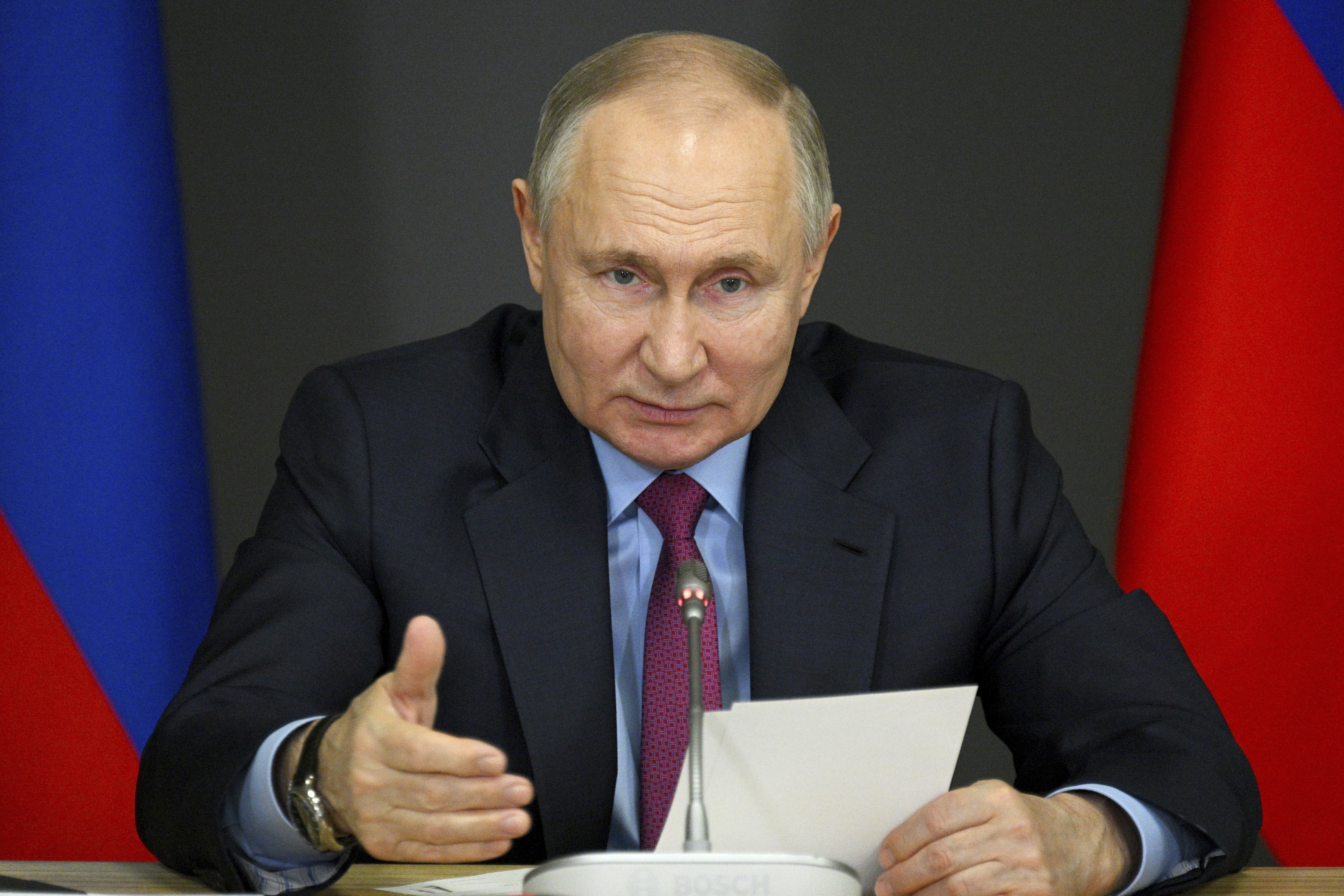 Russian President Vladimir Putin gestures while speaking during a meeting in Chelyabinsk. Photo / AP