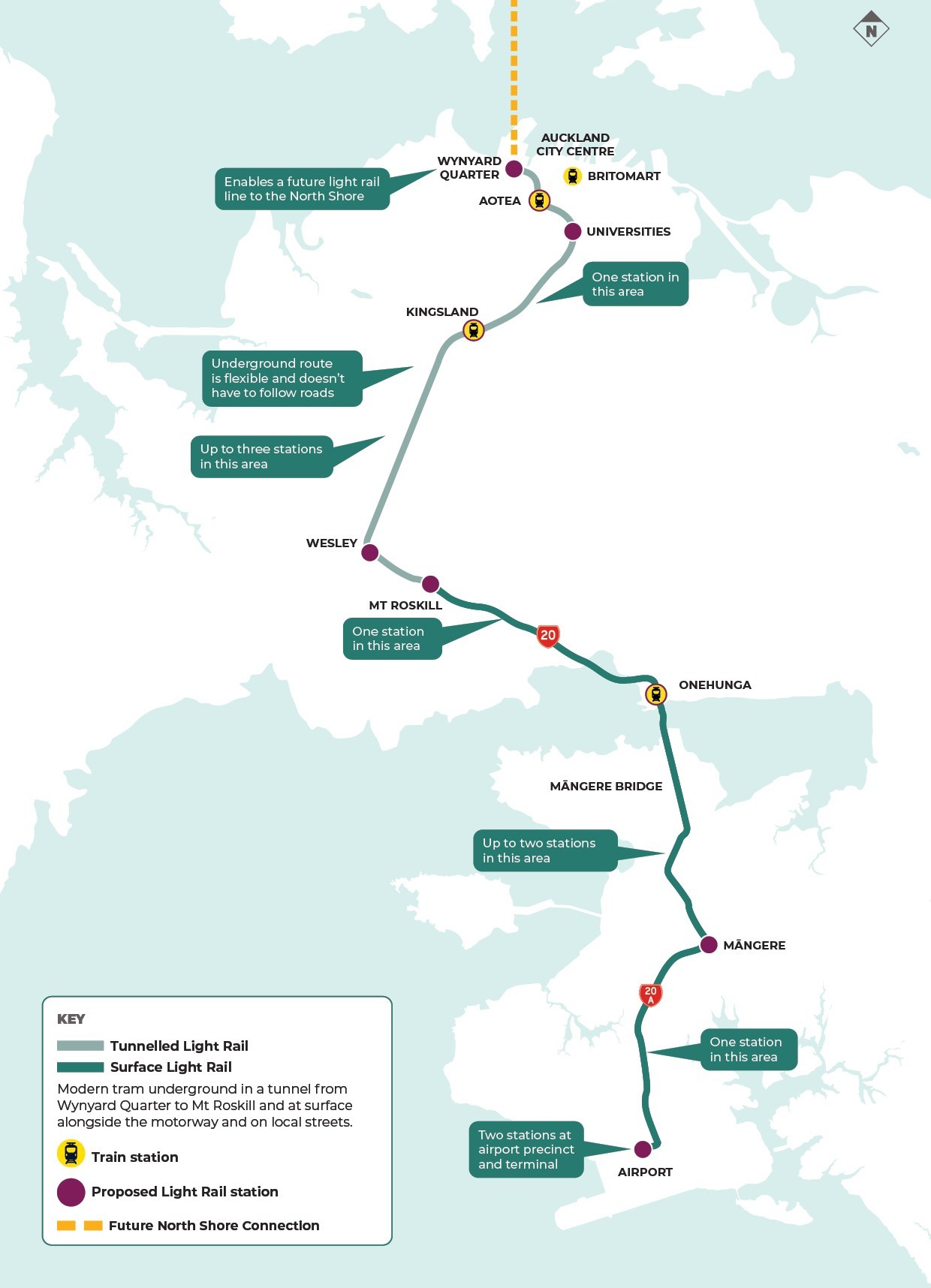 The route of the new light rail line. Image / supplied