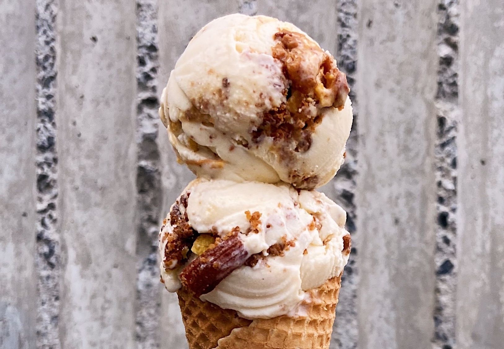 Fiesta is a cinnamon ice cream with little nubs of churros, the corn chips are coated in white chocolate, and swirls of gooey dulce de leche caramel. Photo / Supplied