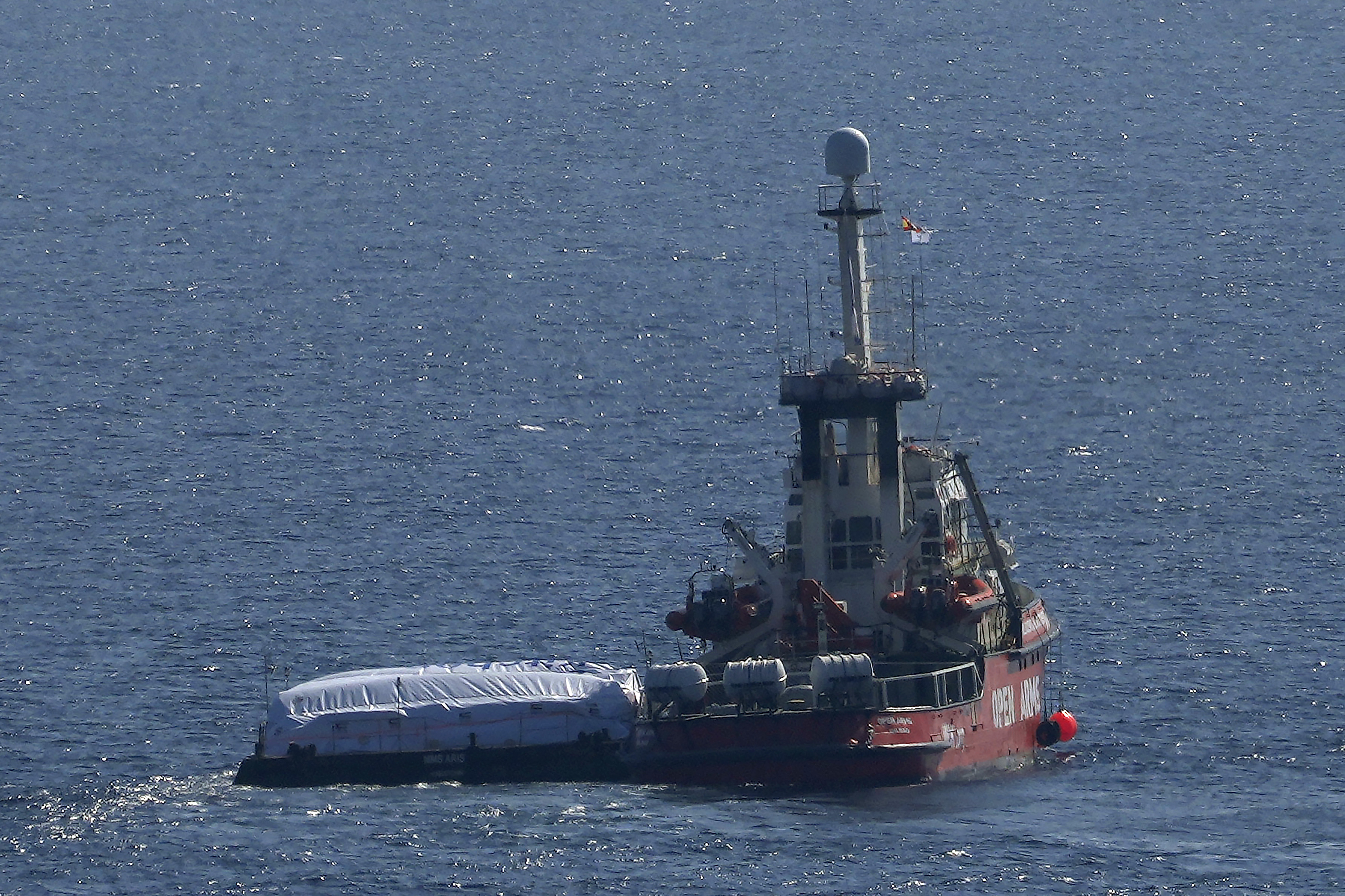 An aid ship loaded with some 200 tons of food set sail on Tuesday from Cyprus to Gaza, the international charity behind the effort said. Photo / AP