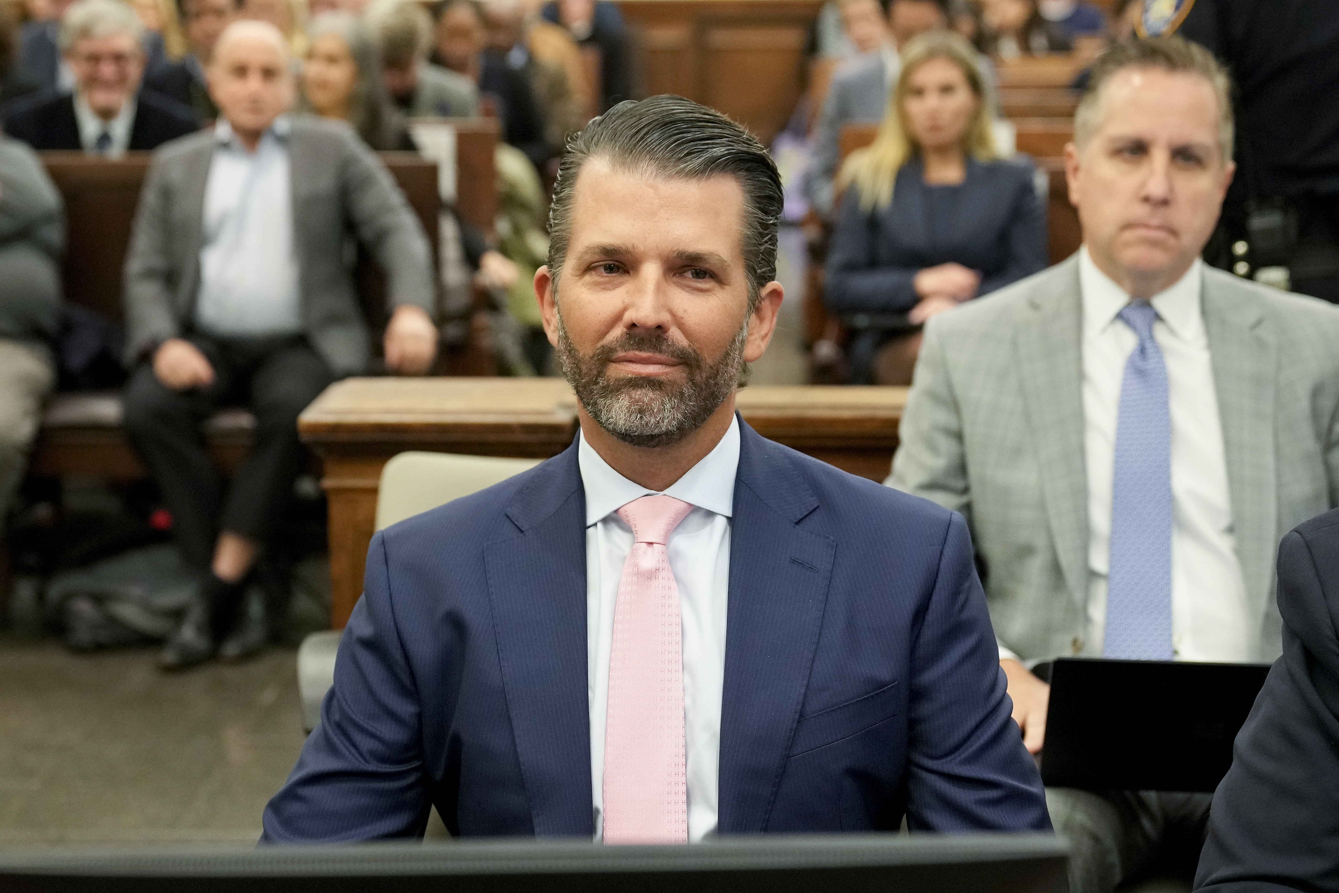 Donald Trump Jr waits to testify in New York Supreme Court. Photo / AP