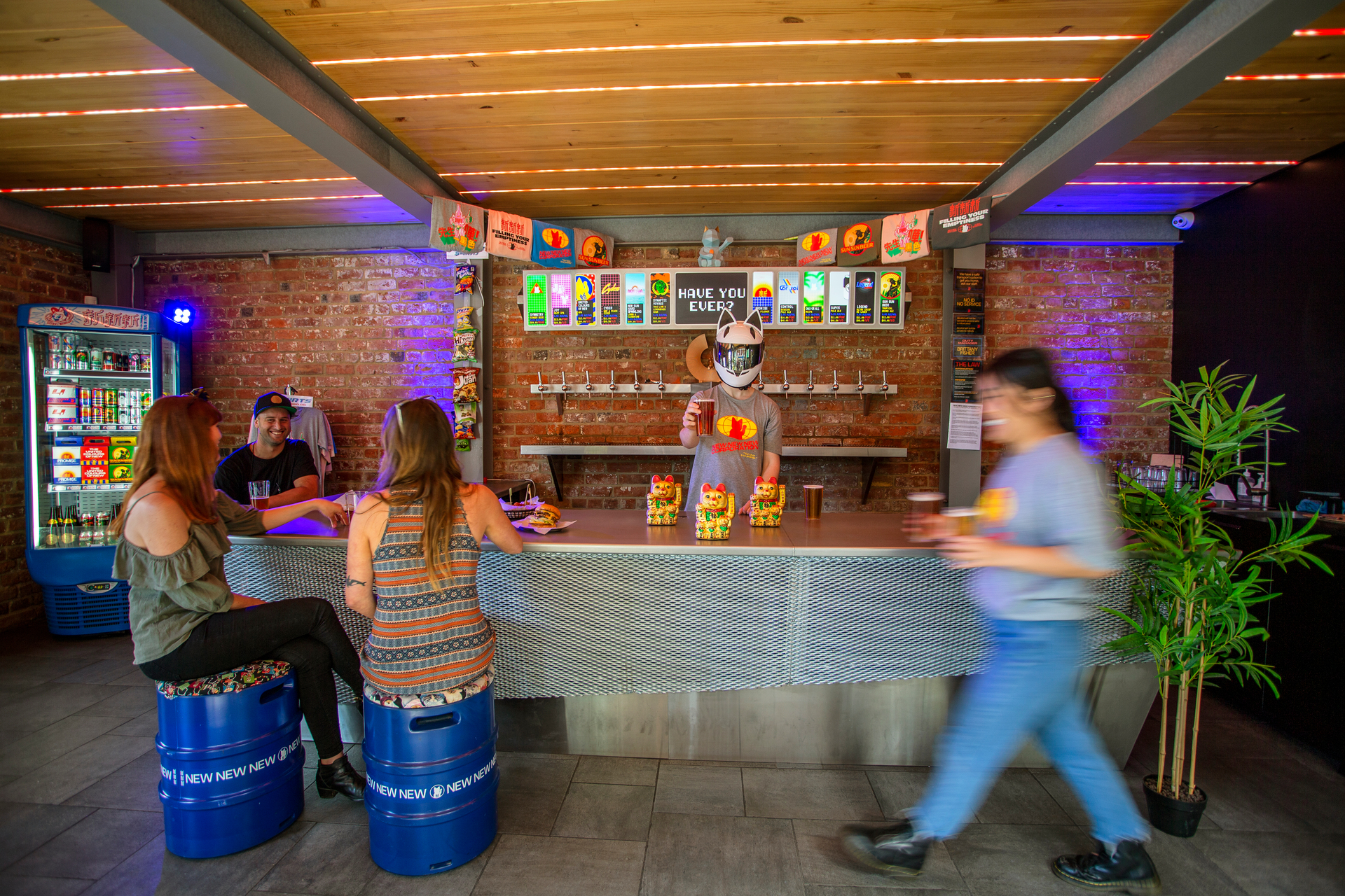 NEW NEW NEW is an exciting newcomer in Dunedin, with vibrant branding and a cool industrial building. Photo / Camilla Rutherford