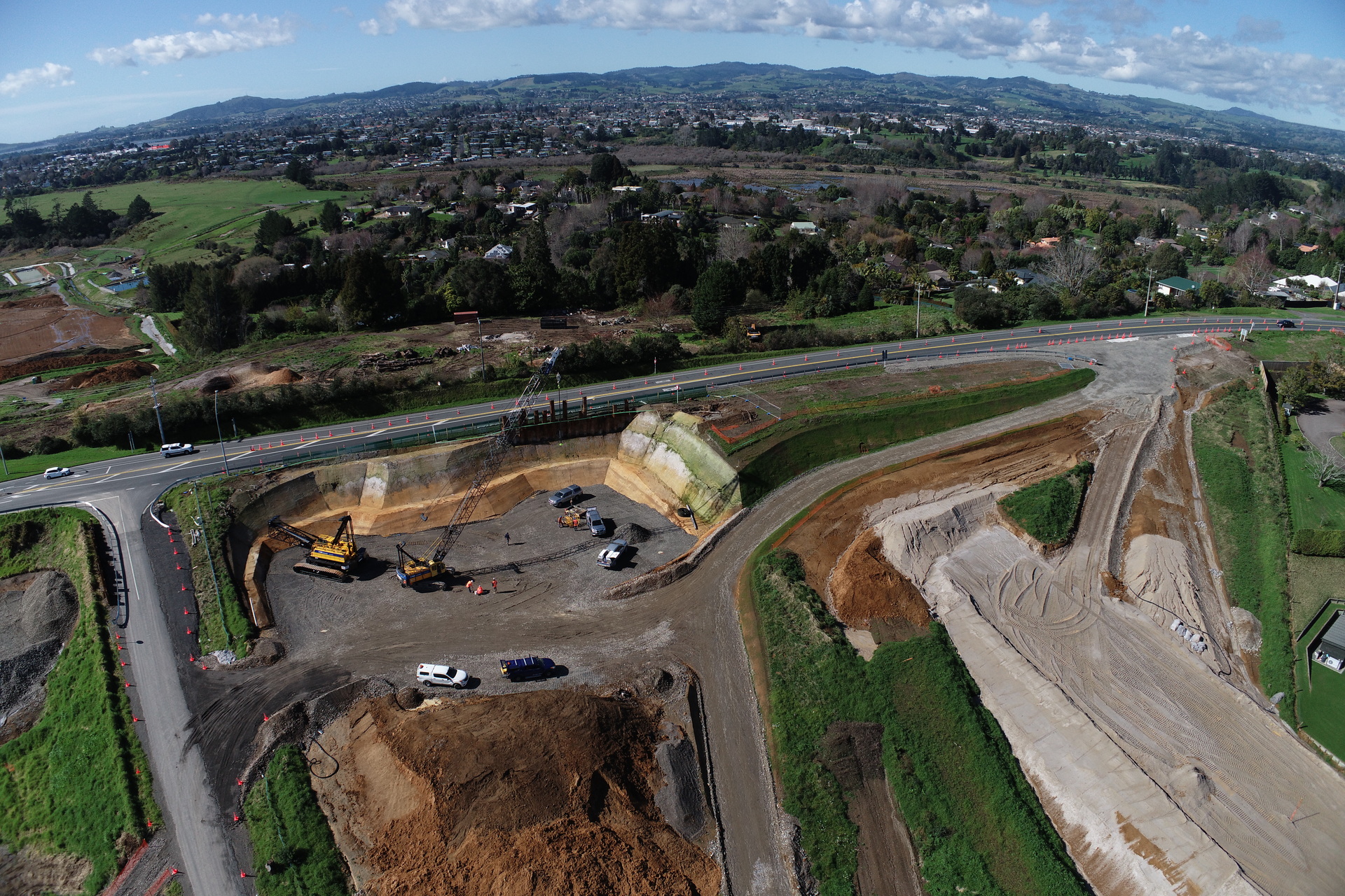 Aerial photo over Cambridge and Harrison Rds. Photo / Supplied