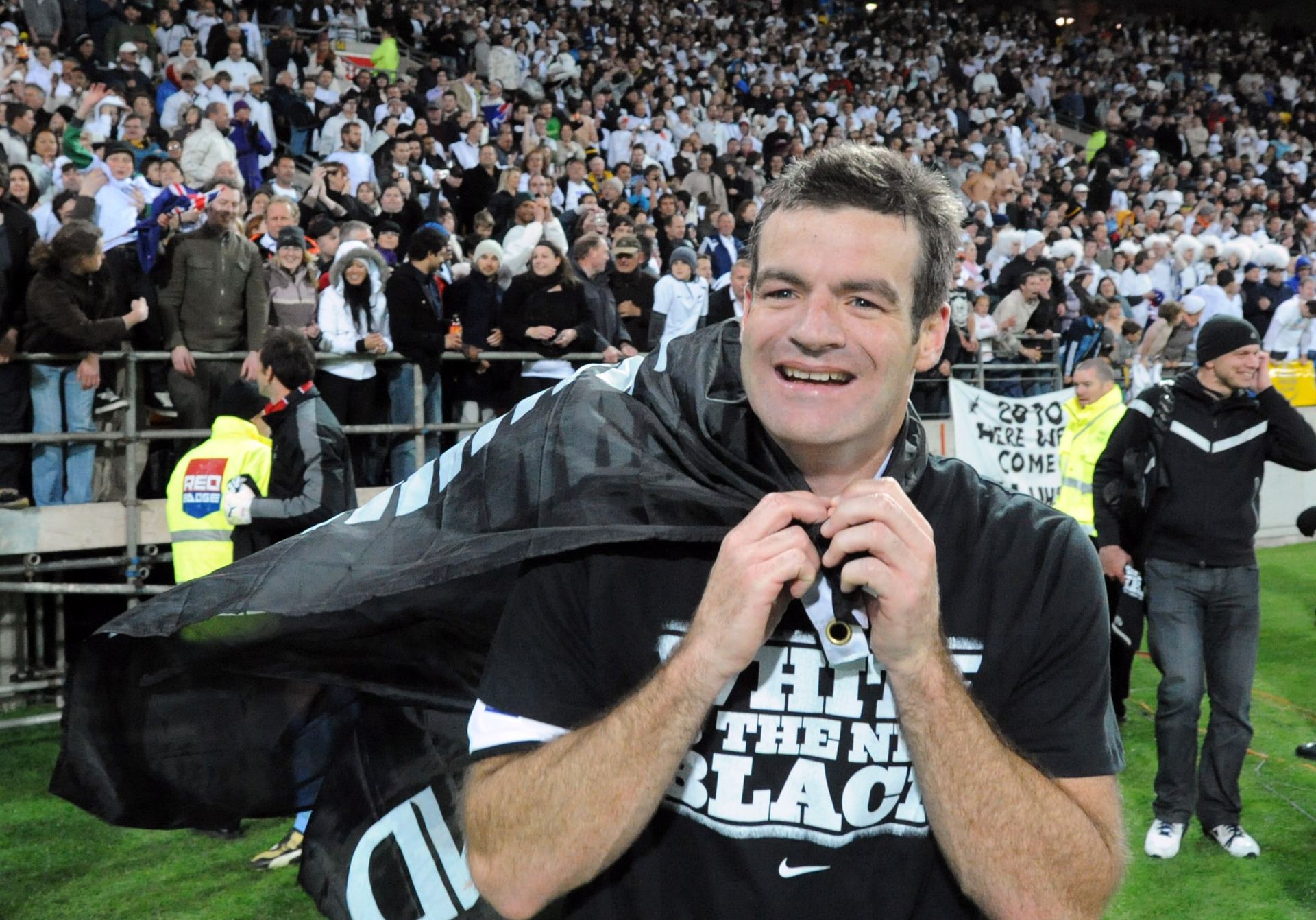 Former All Whites captain Ryan Nelsen celebrates qualification for the 2010 Fifa World Cup. Photo / NZPA