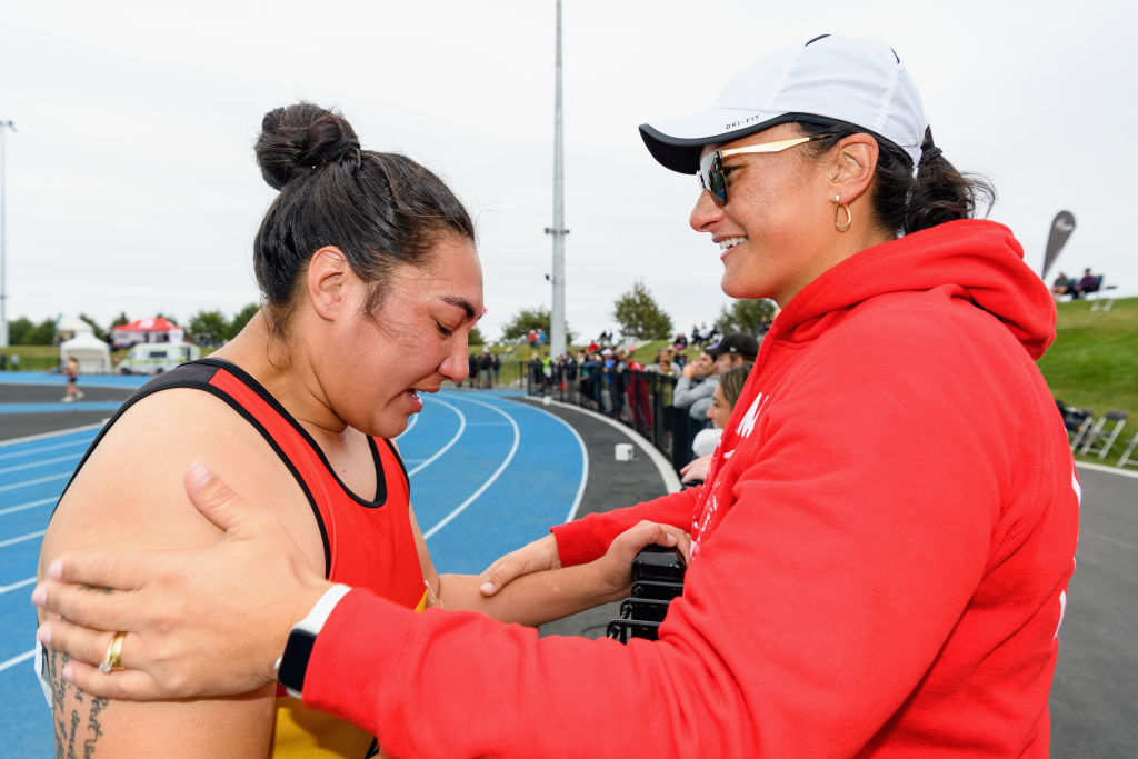 Lisa Adams of Waikato Bay of Plenty and her sister, Dame Valerie Adams. Photo / Getty Images