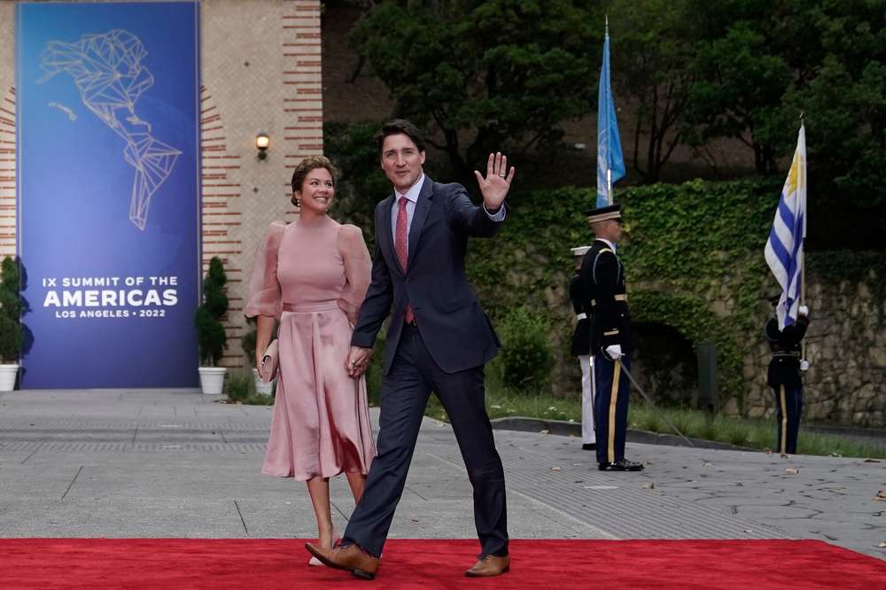 Justin Trudeau and his wife, Sophie Gregoire Trudeau, arrive for a dinner during the Summit of the Americas in 2022. Photo / AP