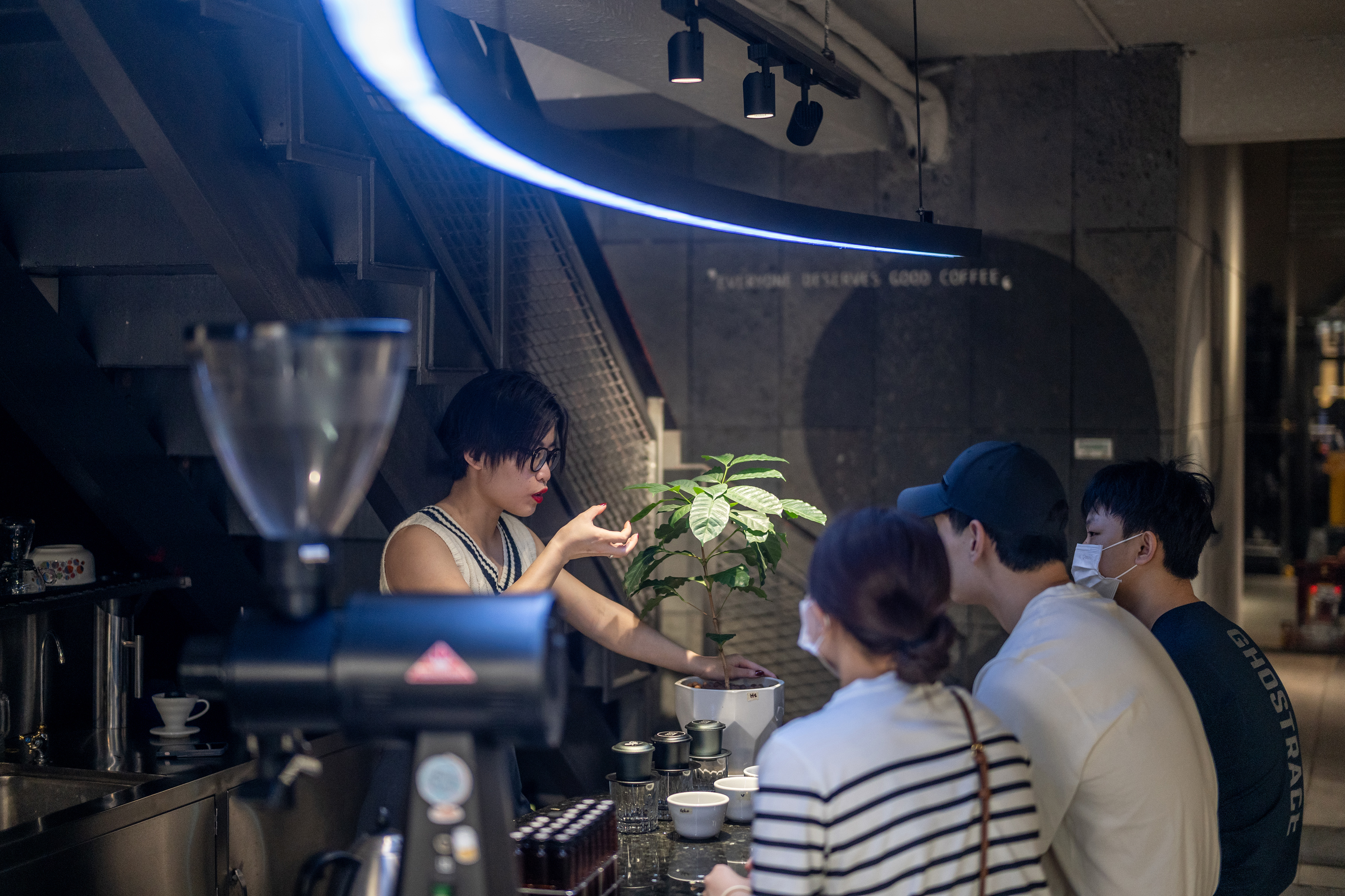 American tourists learn how to make traditional egg coffee during one of 96B's coffee workshops in Ho Chi Minh City. Photo / Justin Mott, The New York Times