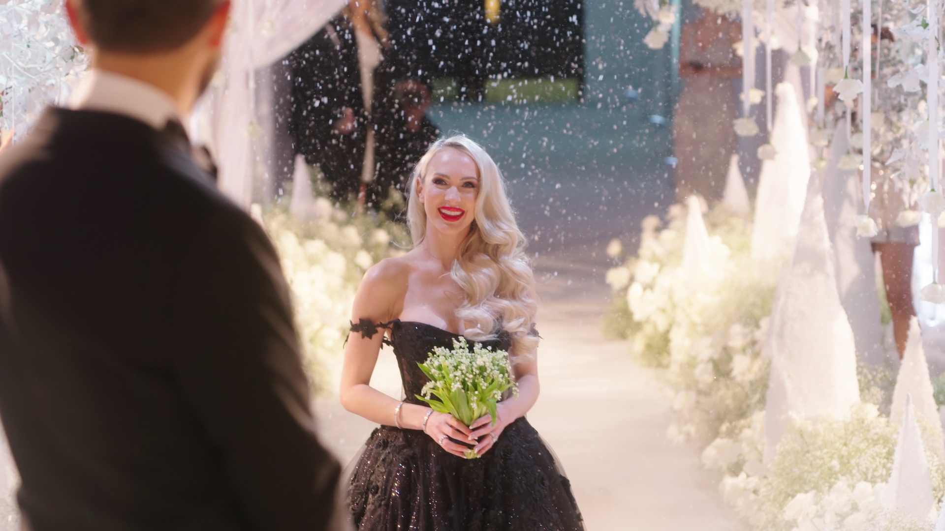 Her wedding, which featured in one episode of the show, cost US$1 million and had snow, swans and a black wedding dress. Photo / Netflix